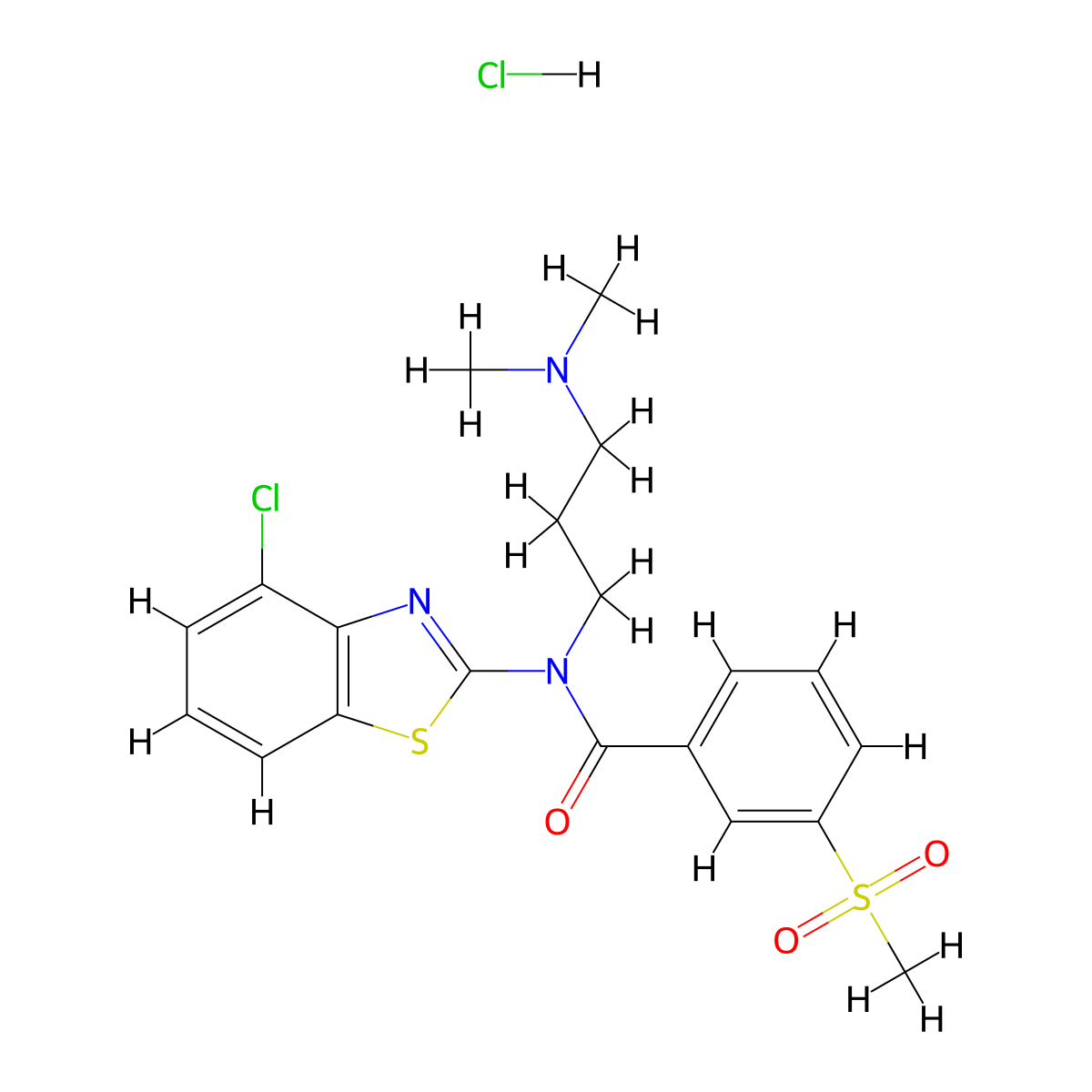 N-(4-chlorobenzo[d]thiazol-2-yl)-N-(3-(dimethylamino)propyl)-3-(methylsulfonyl)benzamide hydrochloride molecular structure, CAS 1217118-20-1