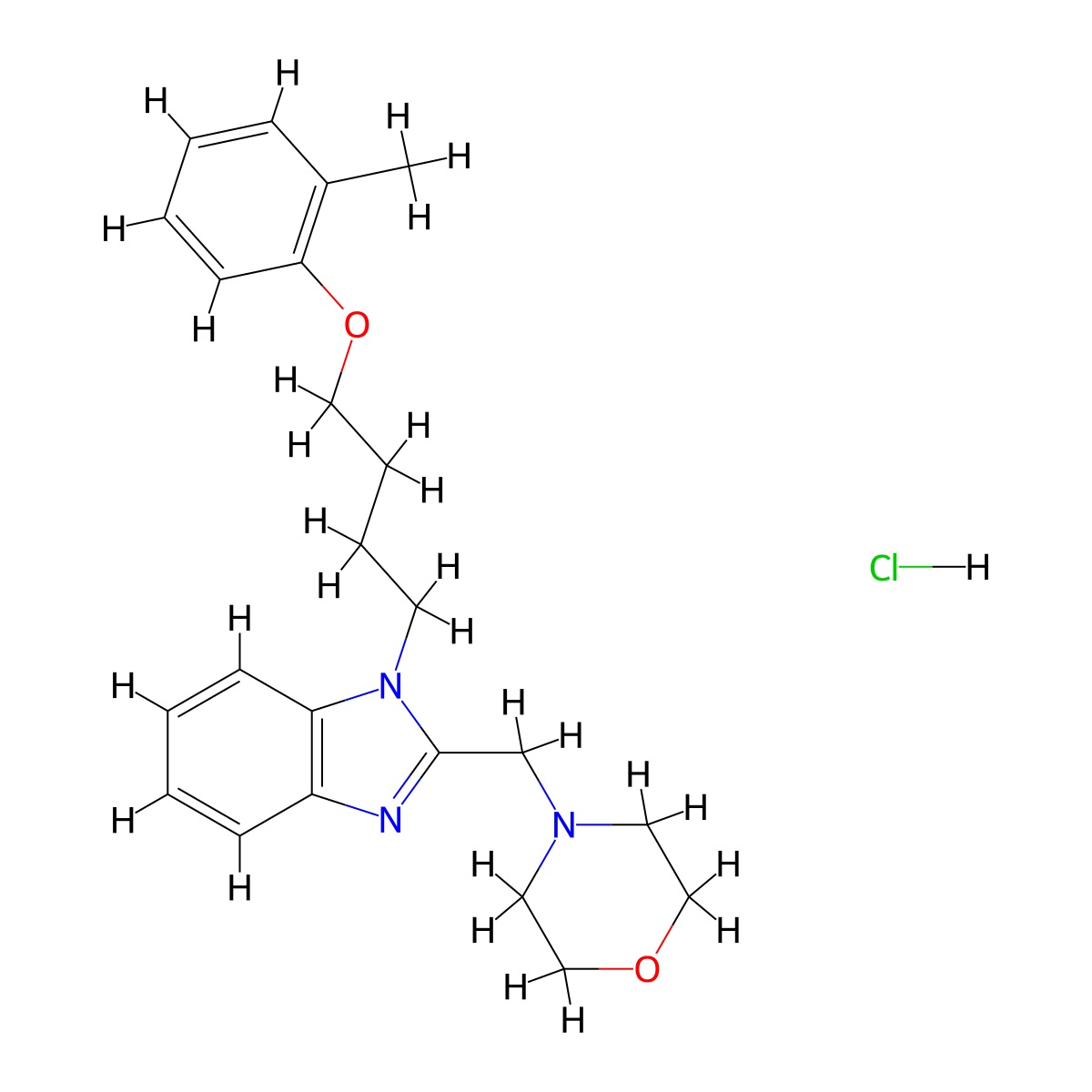 4-((1-(4-(o-tolyloxy)butyl)-1H-benzo[d]imidazol-2-yl)methyl)morpholine hydrochloride molecular structure, CAS 1217118-32-5