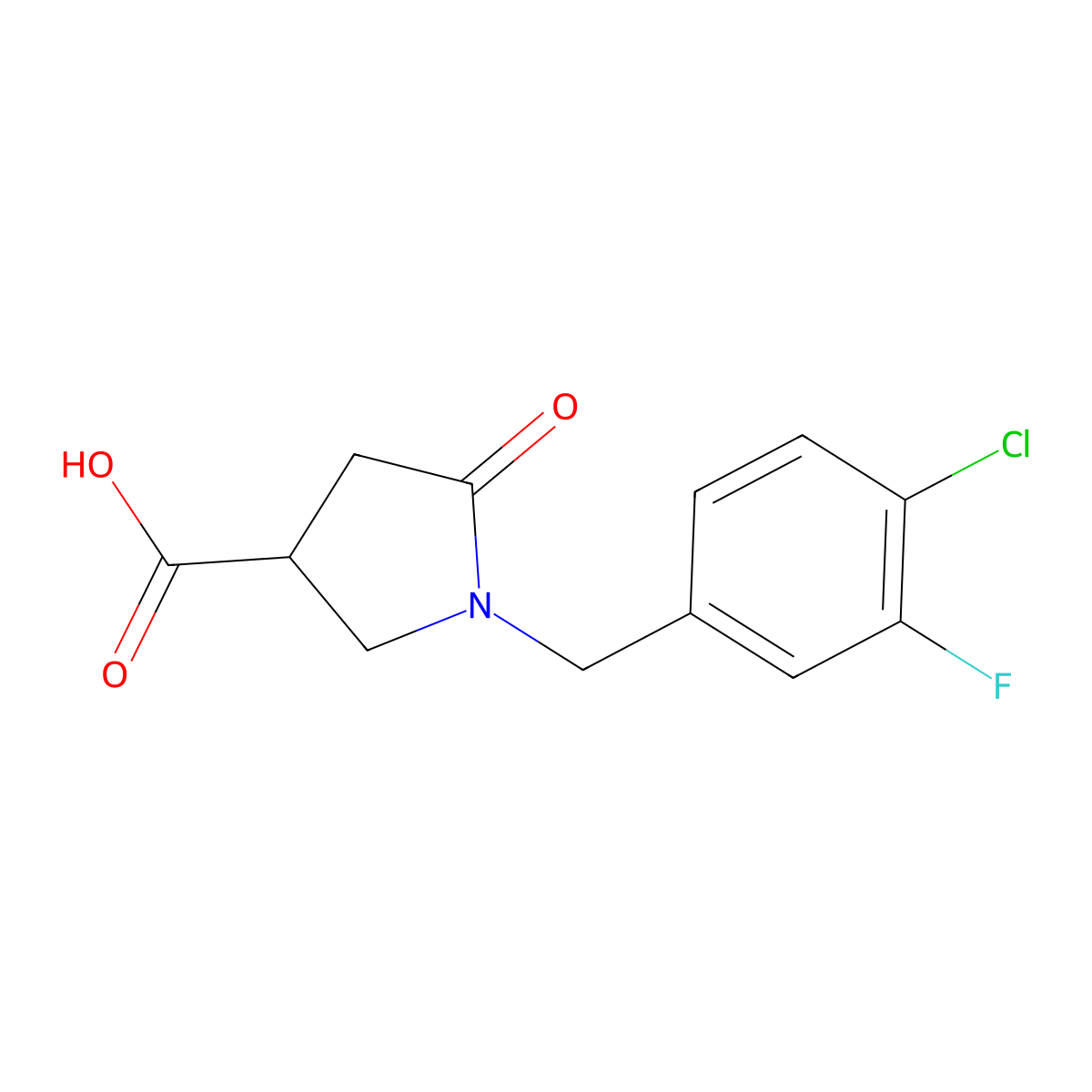 1-(4-Chloro-3-fluorobenzyl)-5-oxopyrrolidine-3-carboxylic acid molecular structure, CAS 1217118-87-0