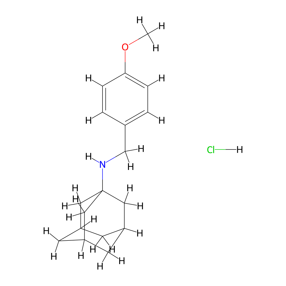 N-[(4-methoxyphenyl)methyl]adamantan-1-amine hydrochloride molecular structure, CAS 1217118-91-6