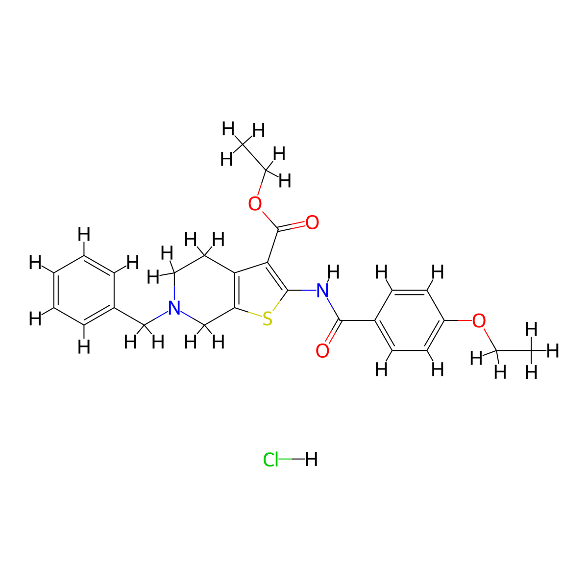 Ethyl 6-benzyl-2-(4-ethoxybenzamido)-4,5,6,7-tetrahydrothieno[2,3-c]pyridine-3-carboxylate hydrochloride molecular structure, CAS 1217119-07-7
