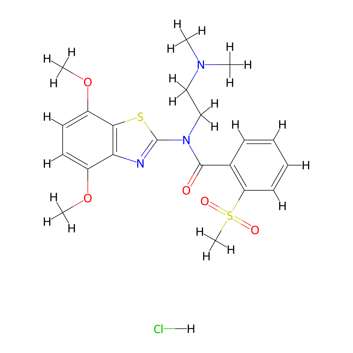 N-(4,7-dimethoxybenzo[d]thiazol-2-yl)-N-(2-(dimethylamino)ethyl)-2-(methylsulfonyl)benzamide hydrochloride molecular structure, CAS 1217119-74-8