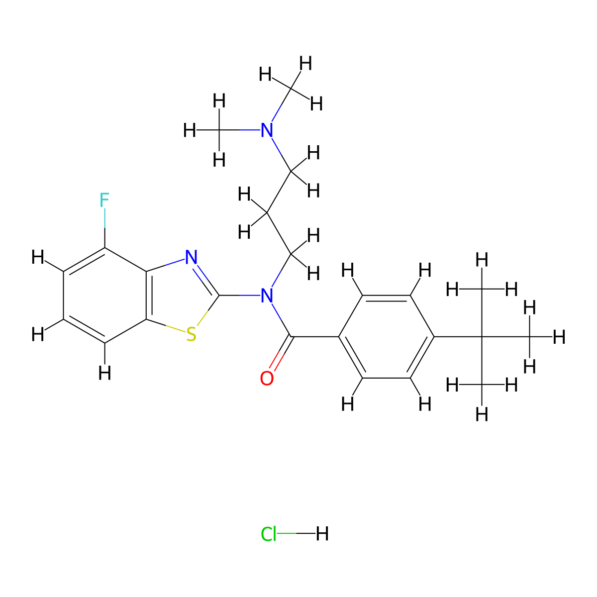 4-(tert-butyl)-N-(3-(dimethylamino)propyl)-N-(4-fluorobenzo[d]thiazol-2-yl)benzamide hydrochloride molecular structure, CAS 1217119-77-1