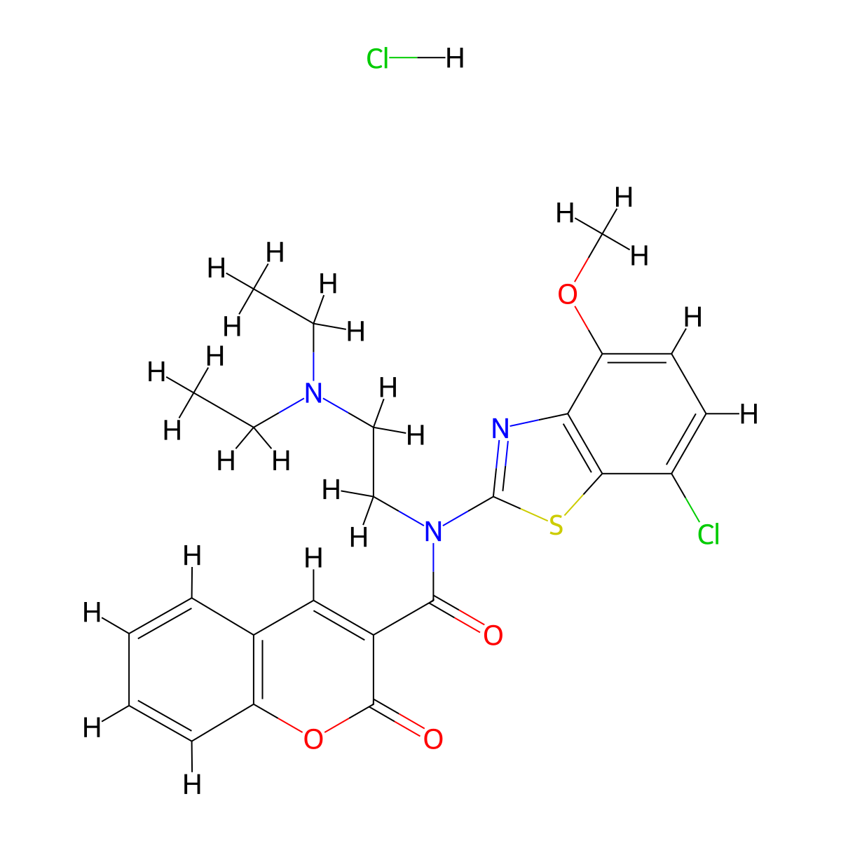 N-(7-chloro-4-methoxybenzo[d]thiazol-2-yl)-N-(2-(diethylamino)ethyl)-2-oxo-2H-chromene-3-carboxamide hydrochloride molecular structure, CAS 1217120-30-3