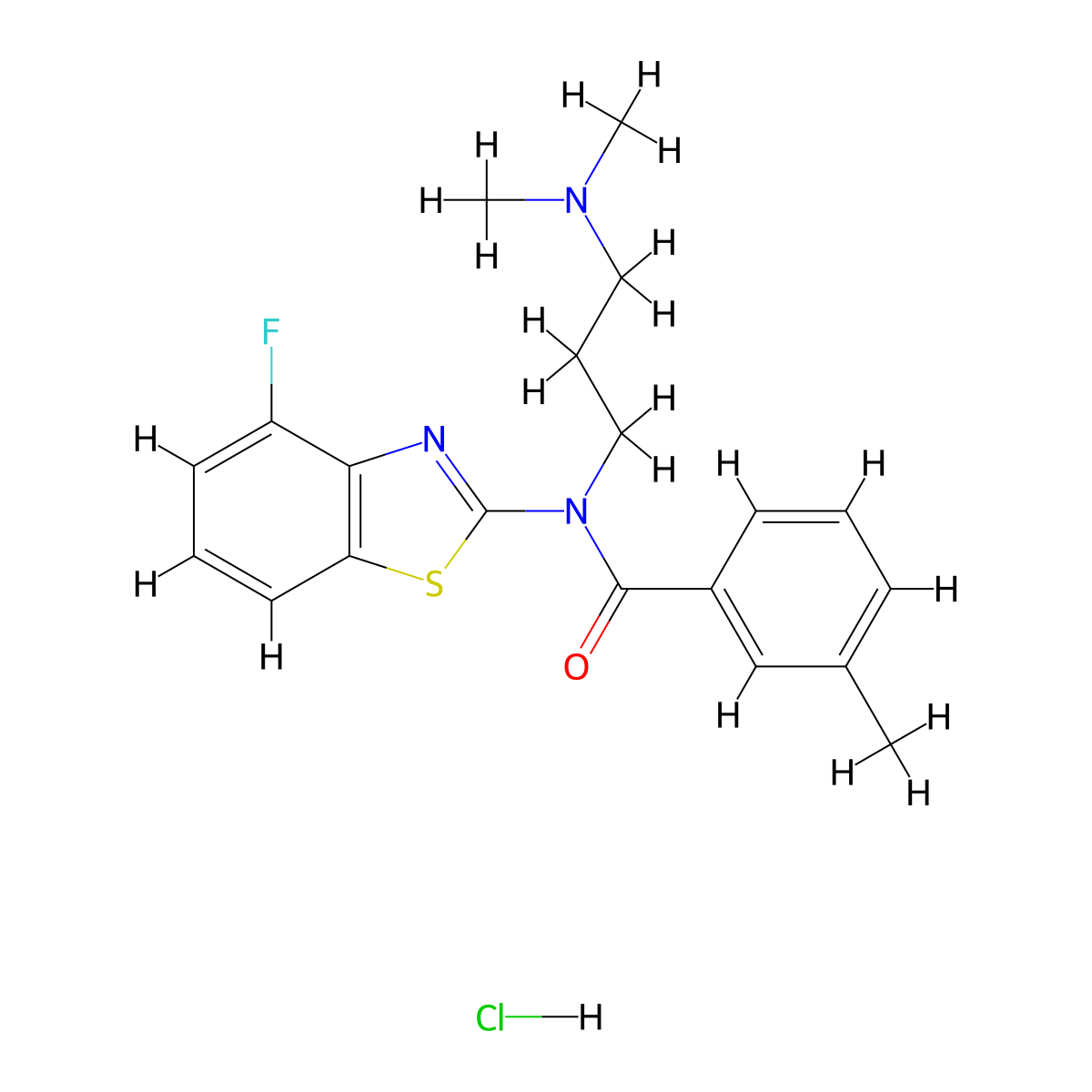 N-(3-(dimethylamino)propyl)-N-(4-fluorobenzo[d]thiazol-2-yl)-3-methylbenzamide hydrochloride molecular structure, CAS 1217121-42-0