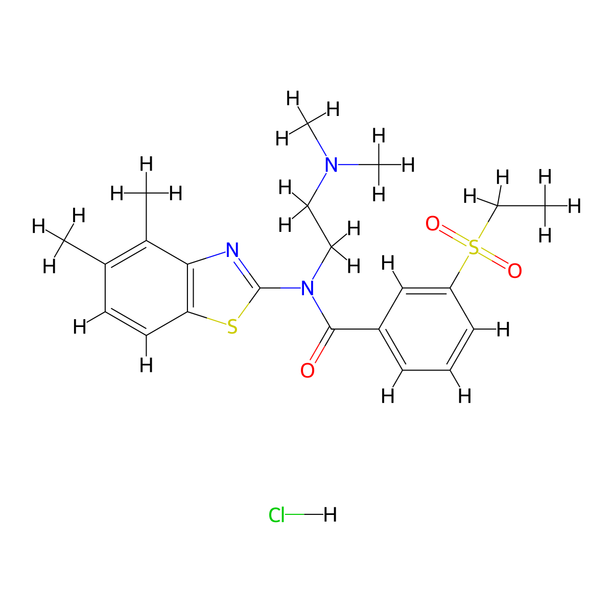 N-(2-(dimethylamino)ethyl)-N-(4,5-dimethylbenzo[d]thiazol-2-yl)-3-(ethylsulfonyl)benzamide hydrochloride molecular structure, CAS 1217121-62-4