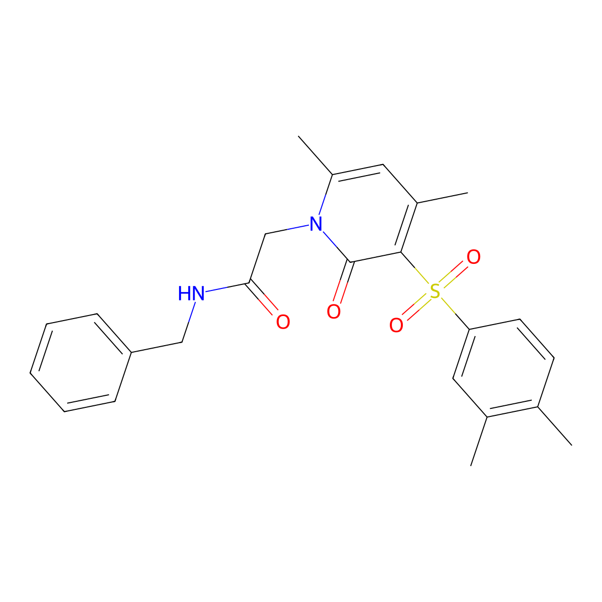N-benzyl-2-(3-((3,4-dimethylphenyl)sulfonyl)-4,6-dimethyl-2-oxopyridin-1(2H)-yl)acetamide molecular structure, CAS 1217123-74-4