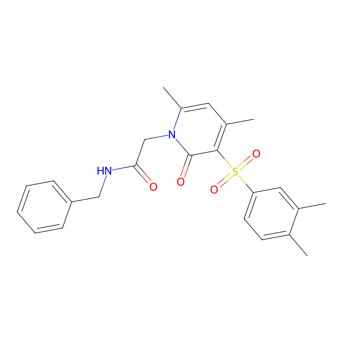N-benzyl-2-(3-((3,4-dimethylphenyl)sulfonyl)-4,6-dimethyl-2-oxopyridin-1(2H)-yl)acetamide molecular structure, CAS 1217123-74-4
