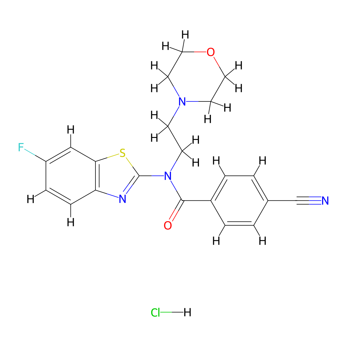 4-cyano-N-(6-fluorobenzo[d]thiazol-2-yl)-N-(2-morpholinoethyl)benzamide hydrochloride molecular structure, CAS 1217124-53-2