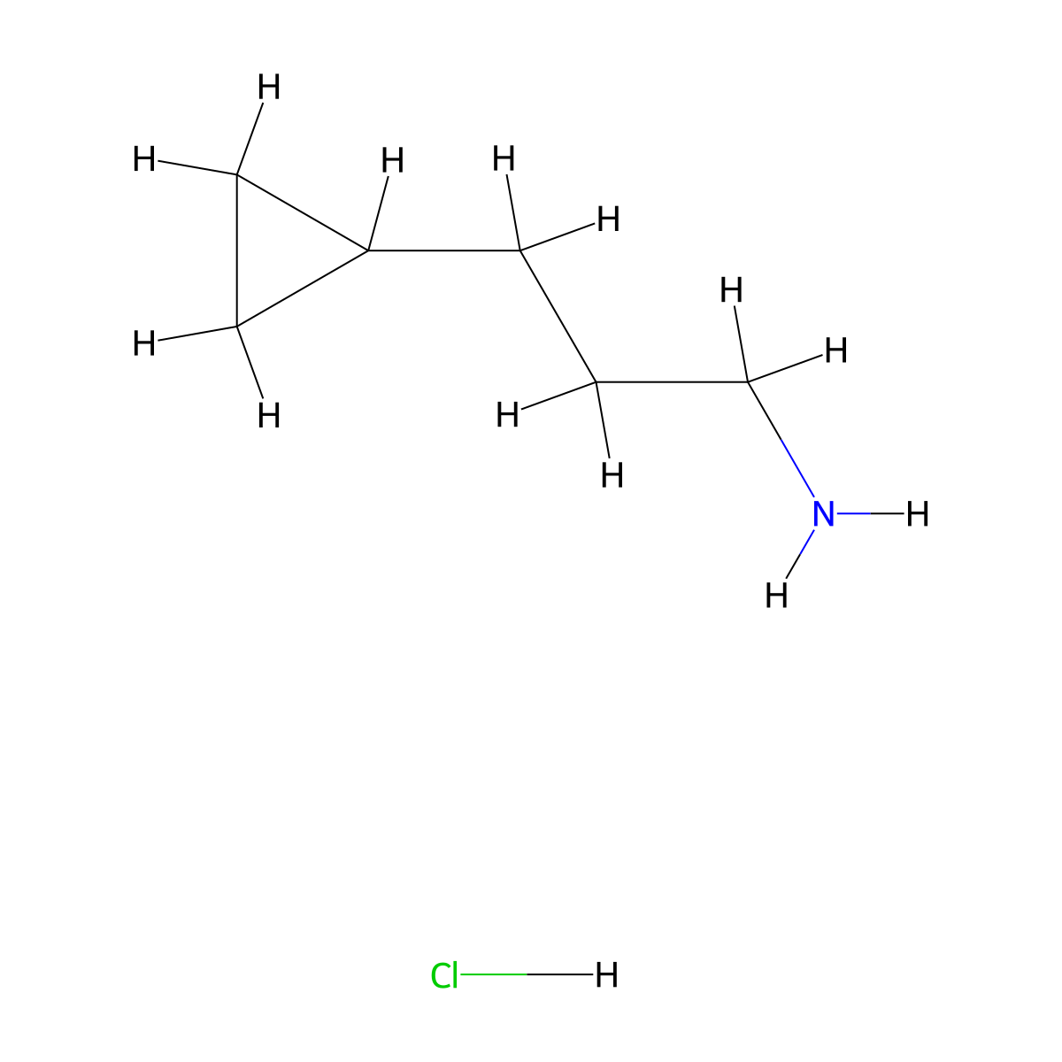 3-Cyclopropylpropan-1-amine hydrochloride molecular structure, CAS 1217126-76-5