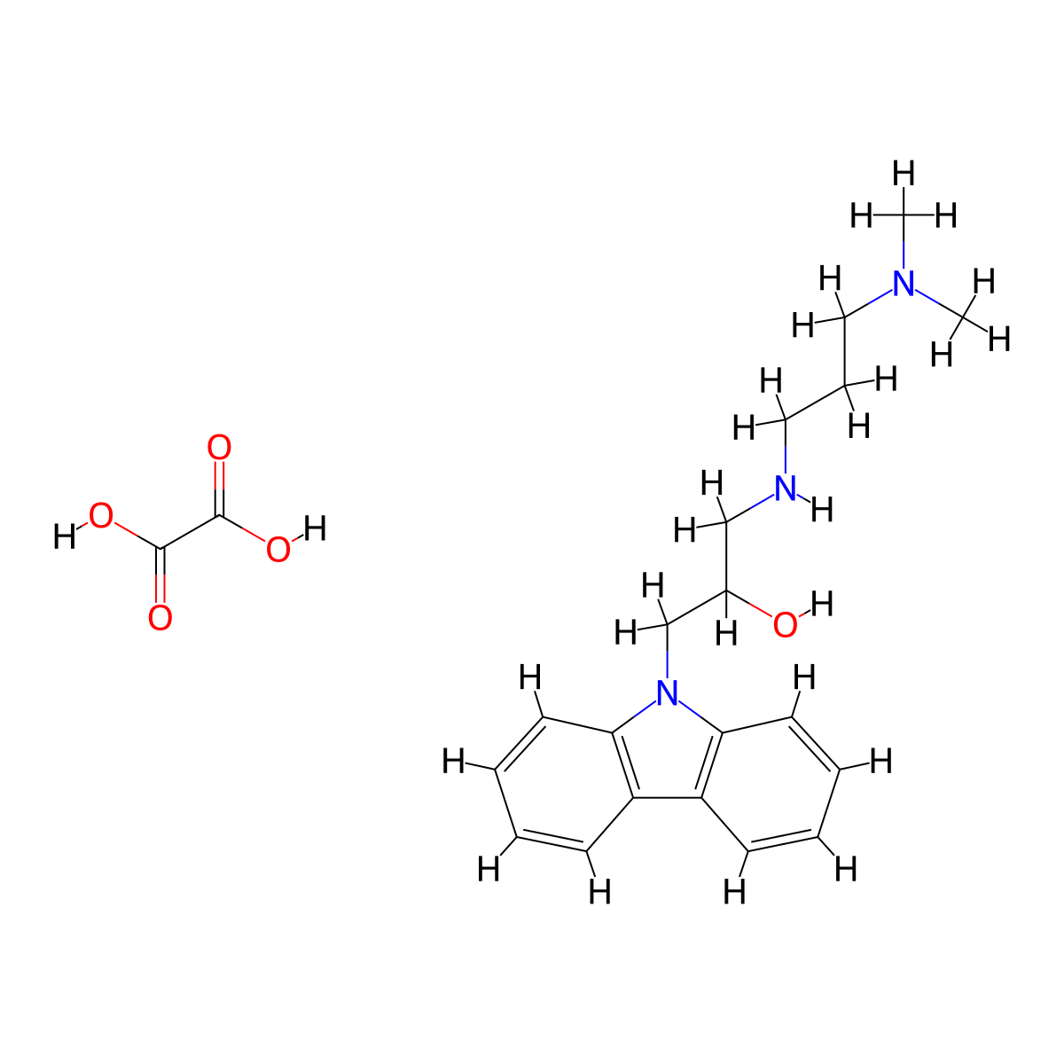 1-(9H-carbazol-9-yl)-3-((3-(dimethylamino)propyl)amino)propan-2-ol oxalate molecular structure, CAS 1217127-19-9