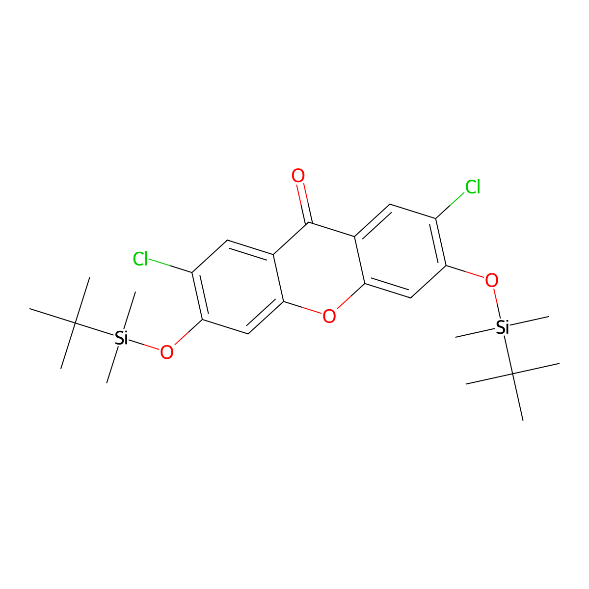 3,6-Bis{[tert-butyl(dimethyl)silyl]oxy}-2,7-dichloro-9H-xanthen-9-one molecular structure, CAS 121714-20-3