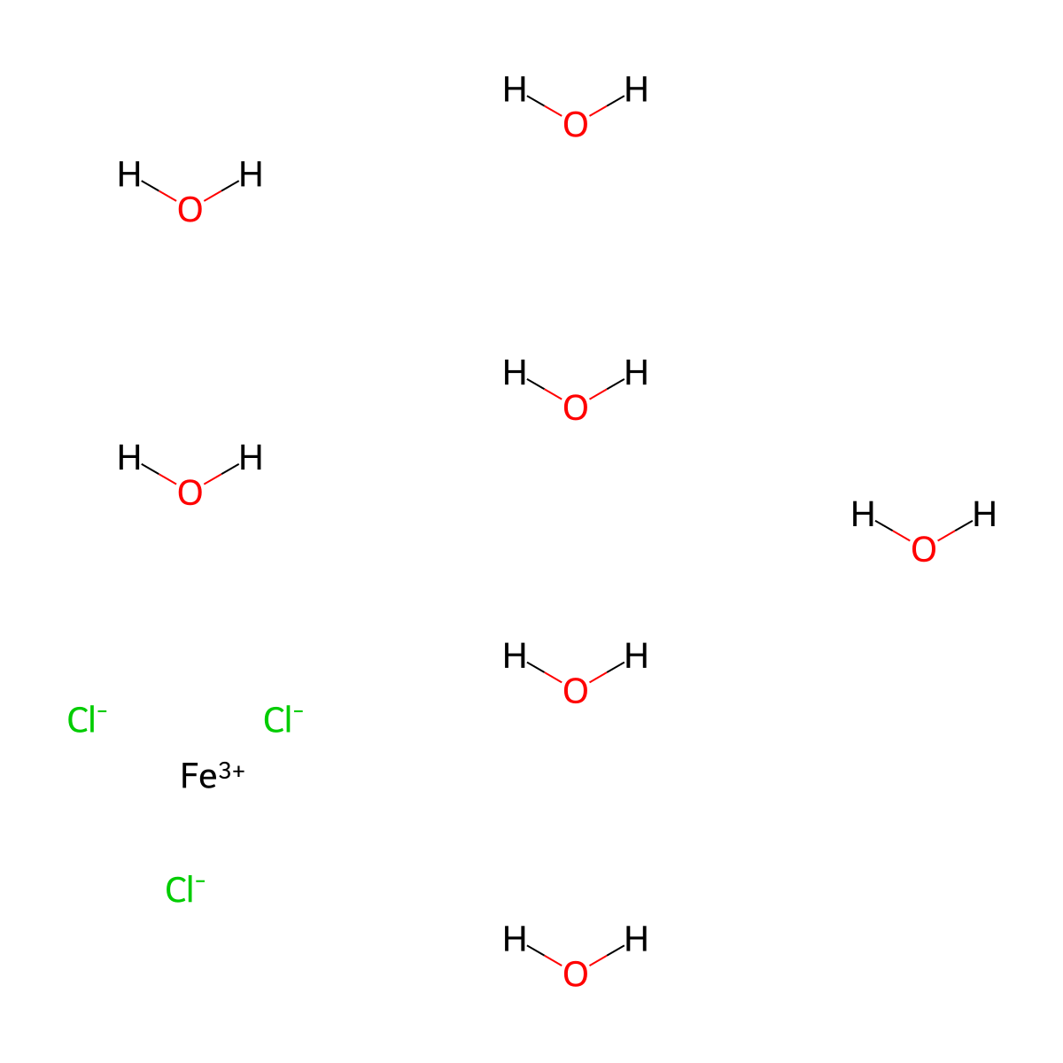 Ferric chloride heptahydrate molecular structure, CAS 121714-78-1