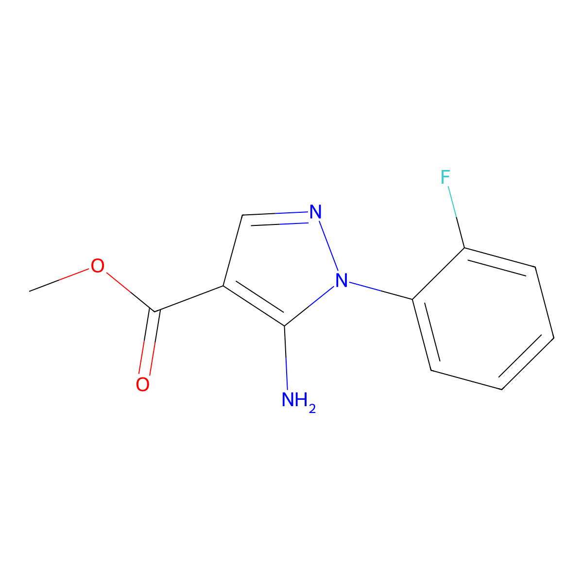Methyl 5-amino-1-(2-fluorophenyl)-1H-pyrazole-4-carboxylate molecular structure, CAS 121716-17-4