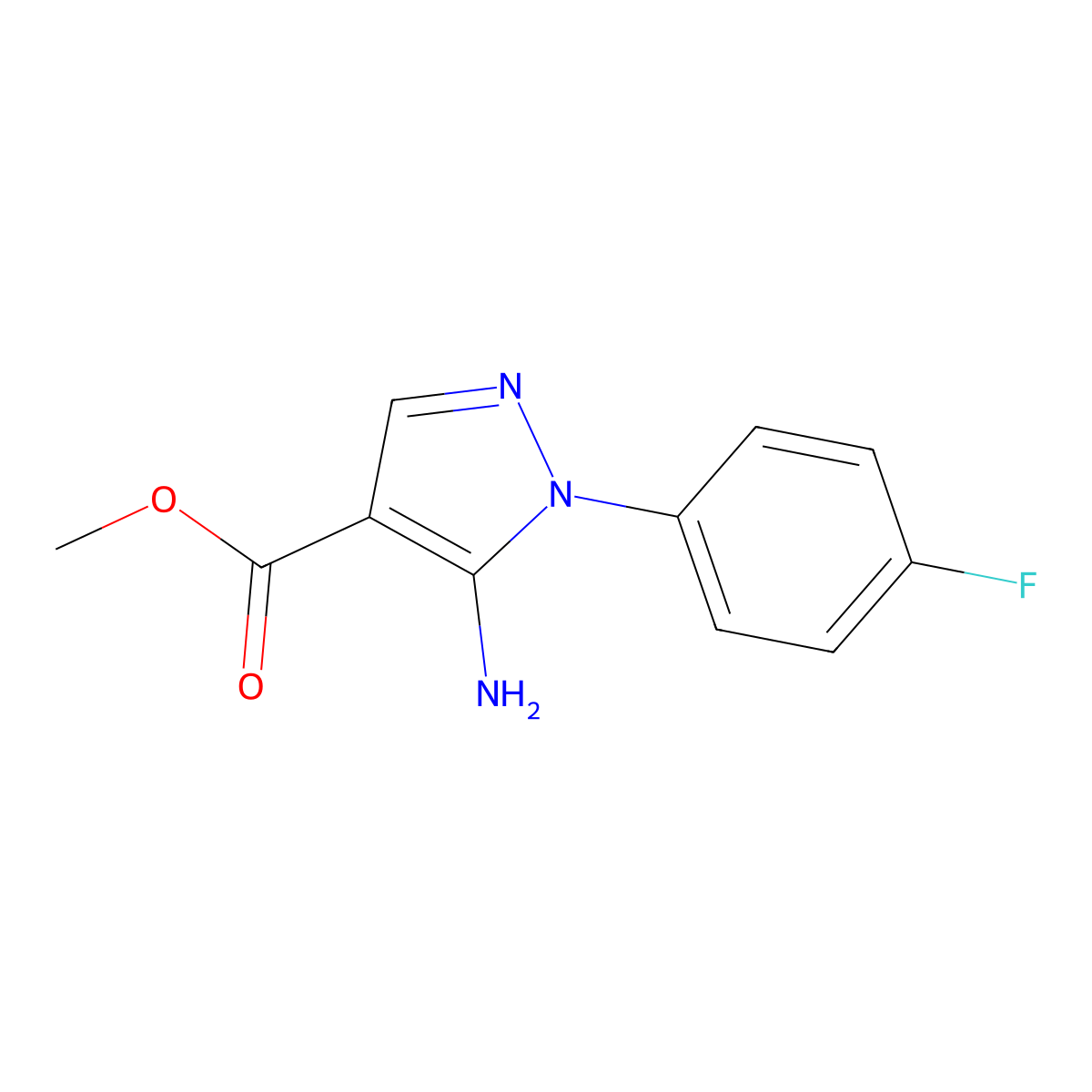 methyl 5-amino-1-(4-fluorophenyl)-1H-pyrazole-4-carboxylate molecular structure, CAS 121716-19-6