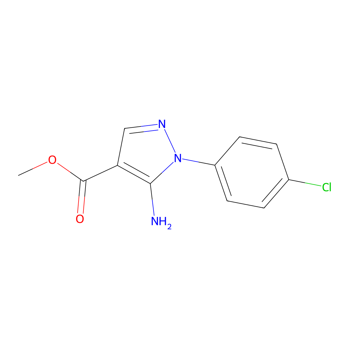methyl 5-amino-1-(4-chlorophenyl)-1H-pyrazole-4-carboxylate molecular structure, CAS 121716-21-0