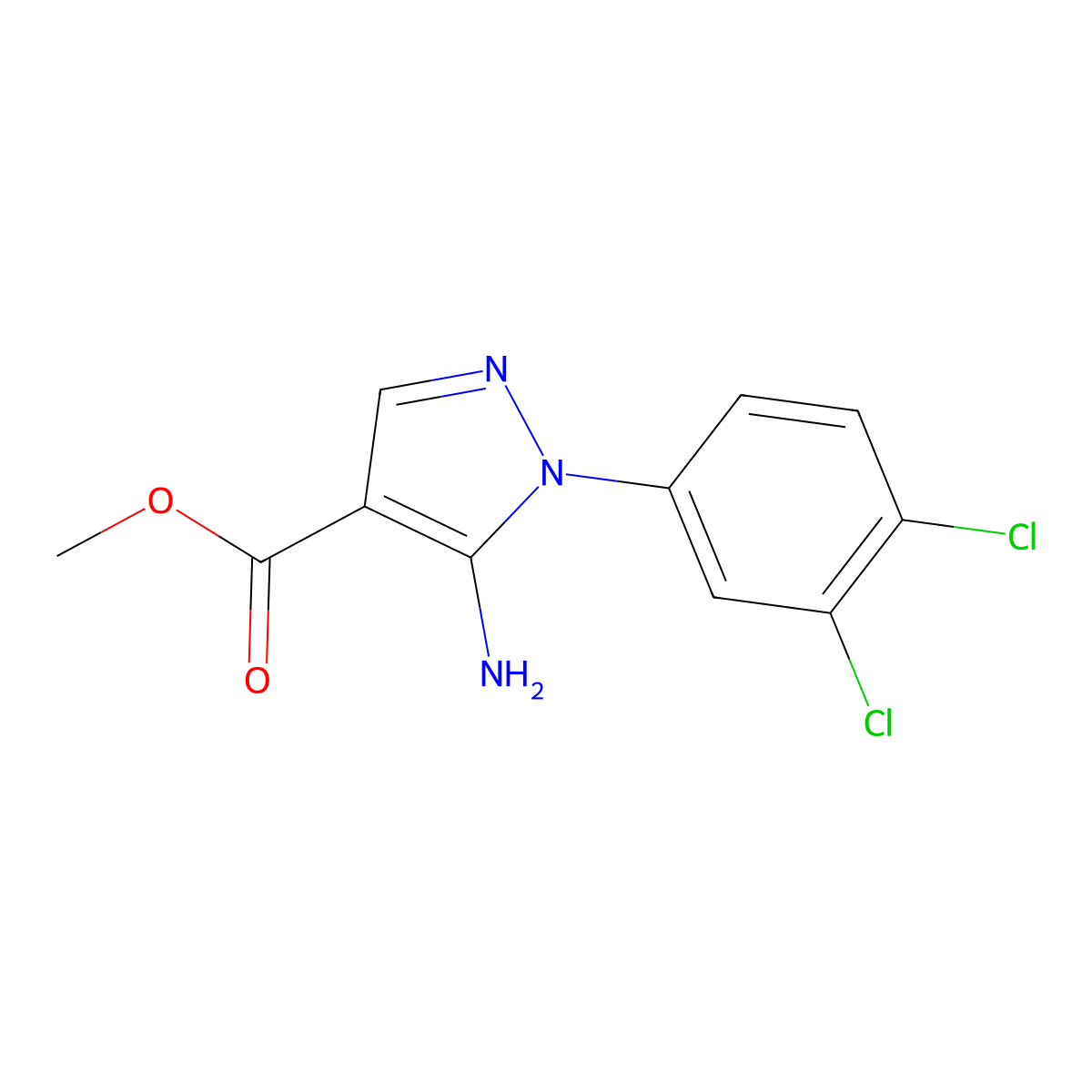 Methyl 5-amino-1-(3,4-dichlorophenyl)-1H-pyrazole-4-carboxylate molecular structure, CAS 121716-22-1