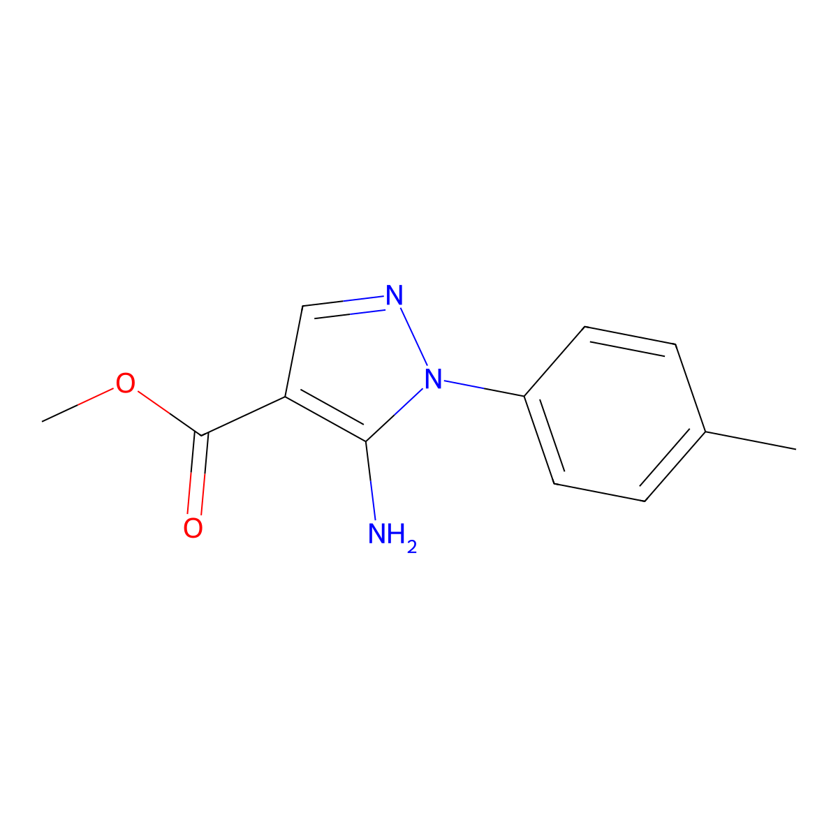 methyl 5-amino-1-(4-methylphenyl)-1H-pyrazole-4-carboxylate molecular structure, CAS 121716-26-5