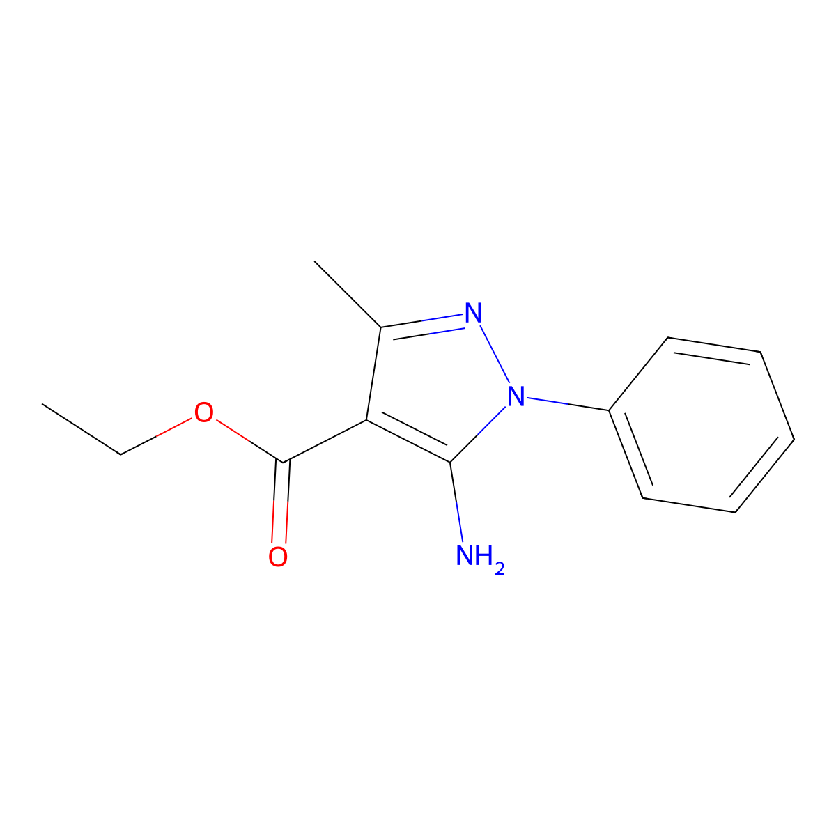ethyl 5-amino-3-methyl-1-phenyl-1H-pyrazole-4-carboxylate molecular structure, CAS 121716-27-6
