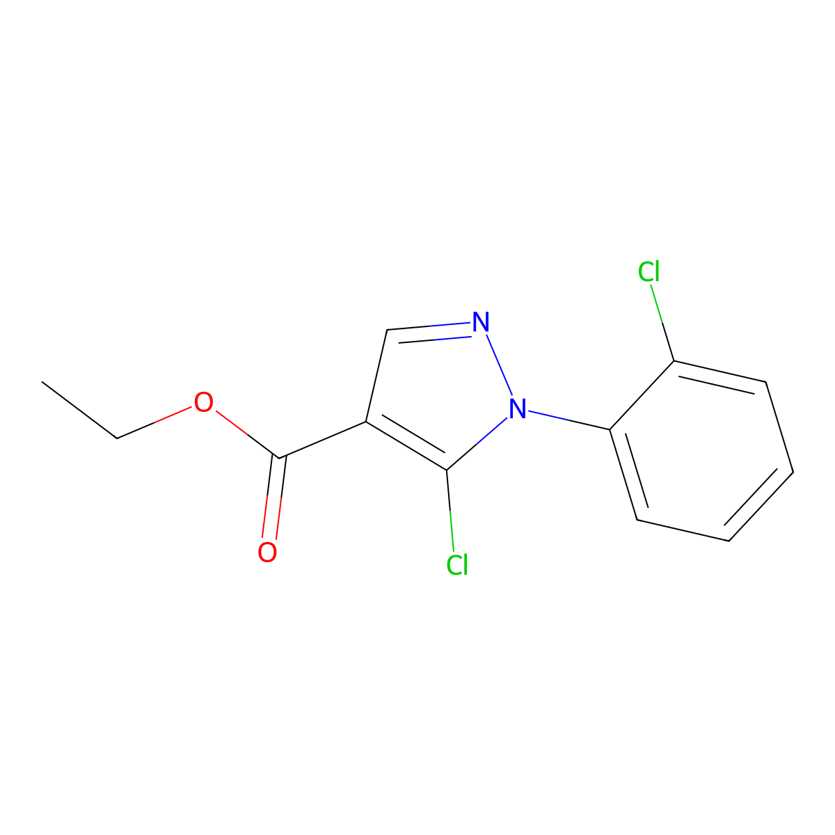 ethyl 5-chloro-1-(2-chlorophenyl)-1H-pyrazole-4-carboxylate molecular structure, CAS 121716-34-5