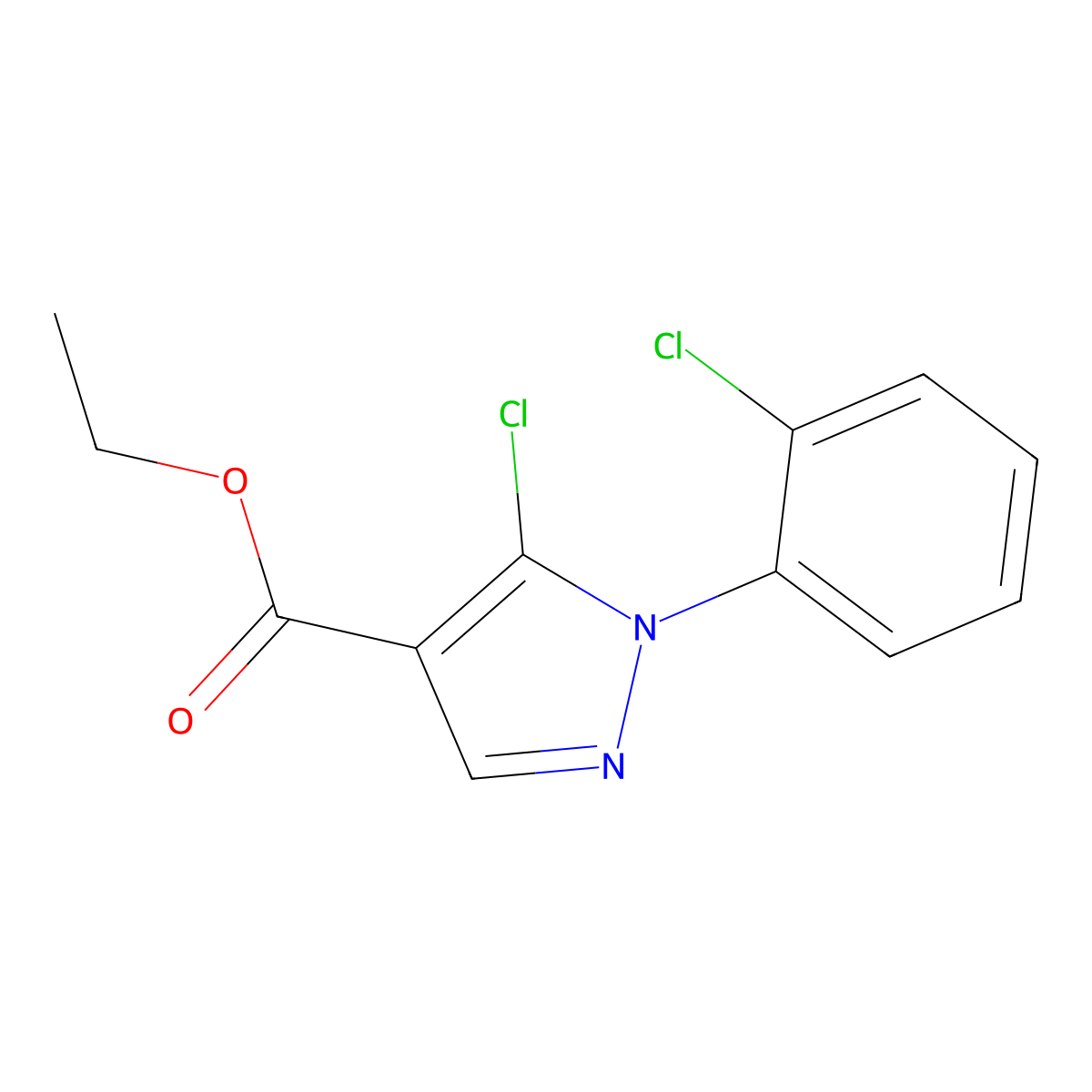 ethyl 5-chloro-1-(2-chlorophenyl)-1H-pyrazole-4-carboxylate molecular structure, CAS 121716-34-5