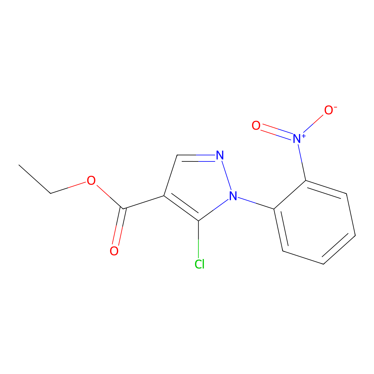 ethyl 5-chloro-1-(2-nitrophenyl)-1H-pyrazole-4-carboxylate molecular structure, CAS 121716-35-6
