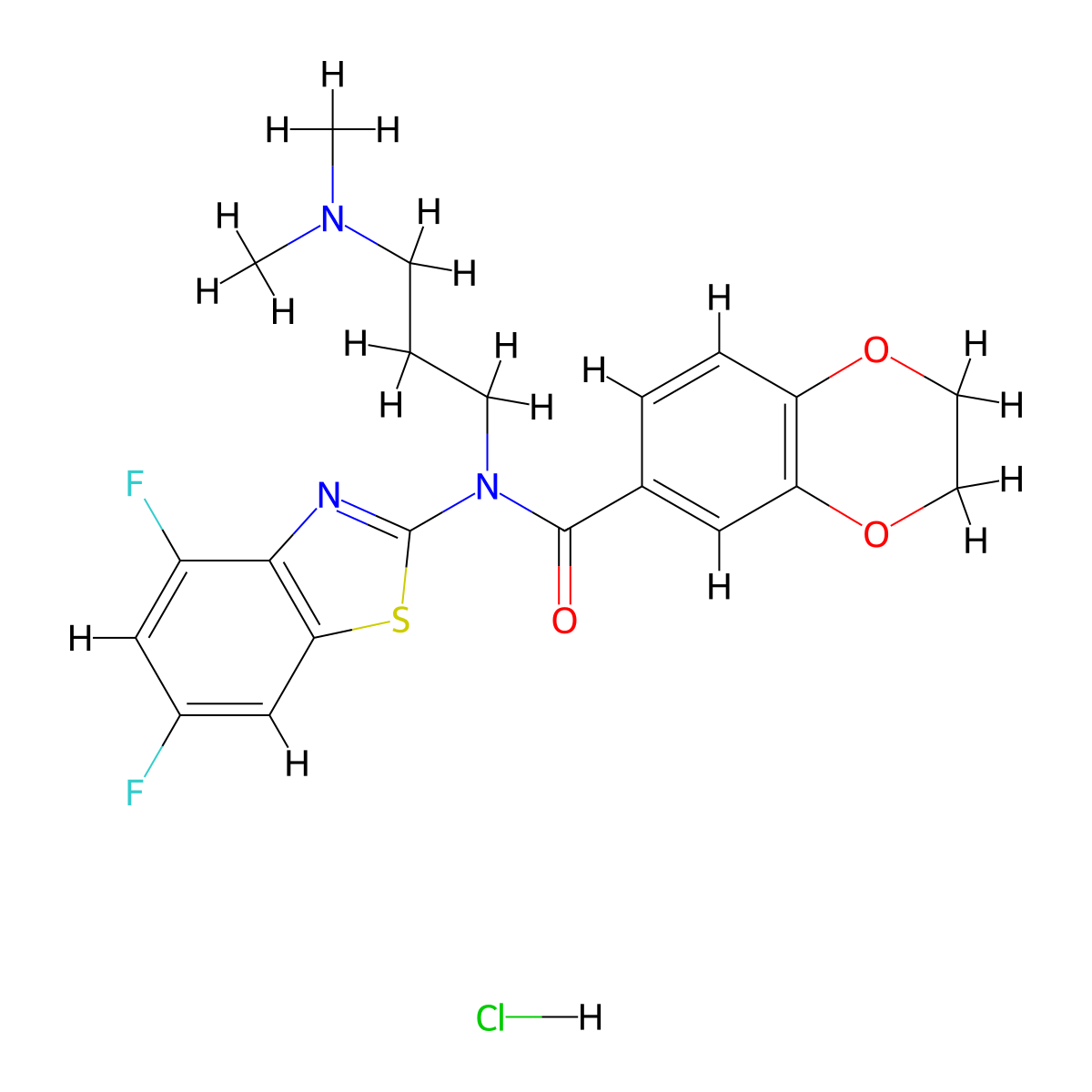 N-(4,6-difluorobenzo[d]thiazol-2-yl)-N-(3-(dimethylamino)propyl)-2,3-dihydrobenzo[b][1,4]dioxine-6-carboxamide hydrochloride molecular structure, CAS 1217172-67-2