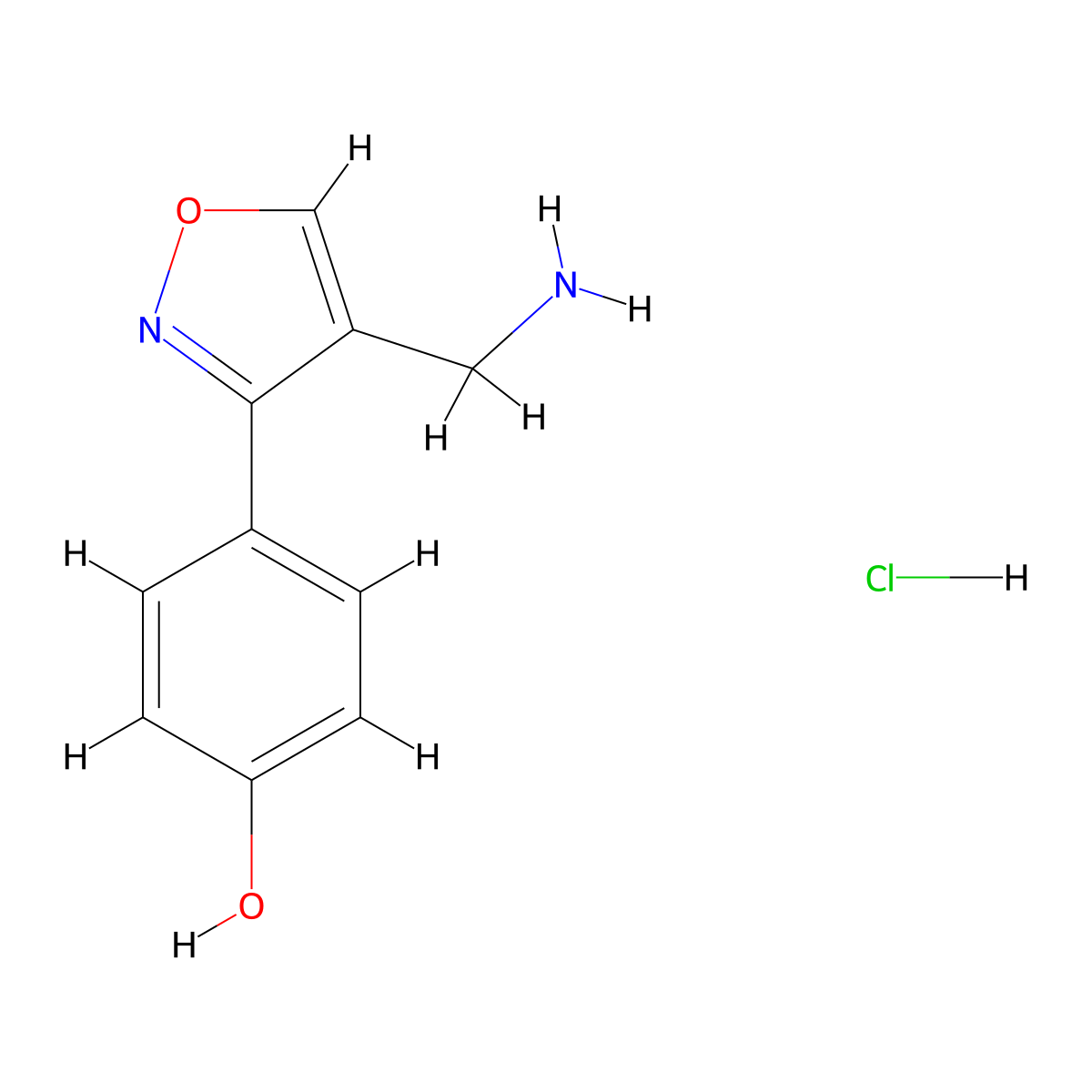 4-(4-(Aminomethyl)isoxazol-3-yl)phenol hydrochloride molecular structure, CAS 1217172-77-4
