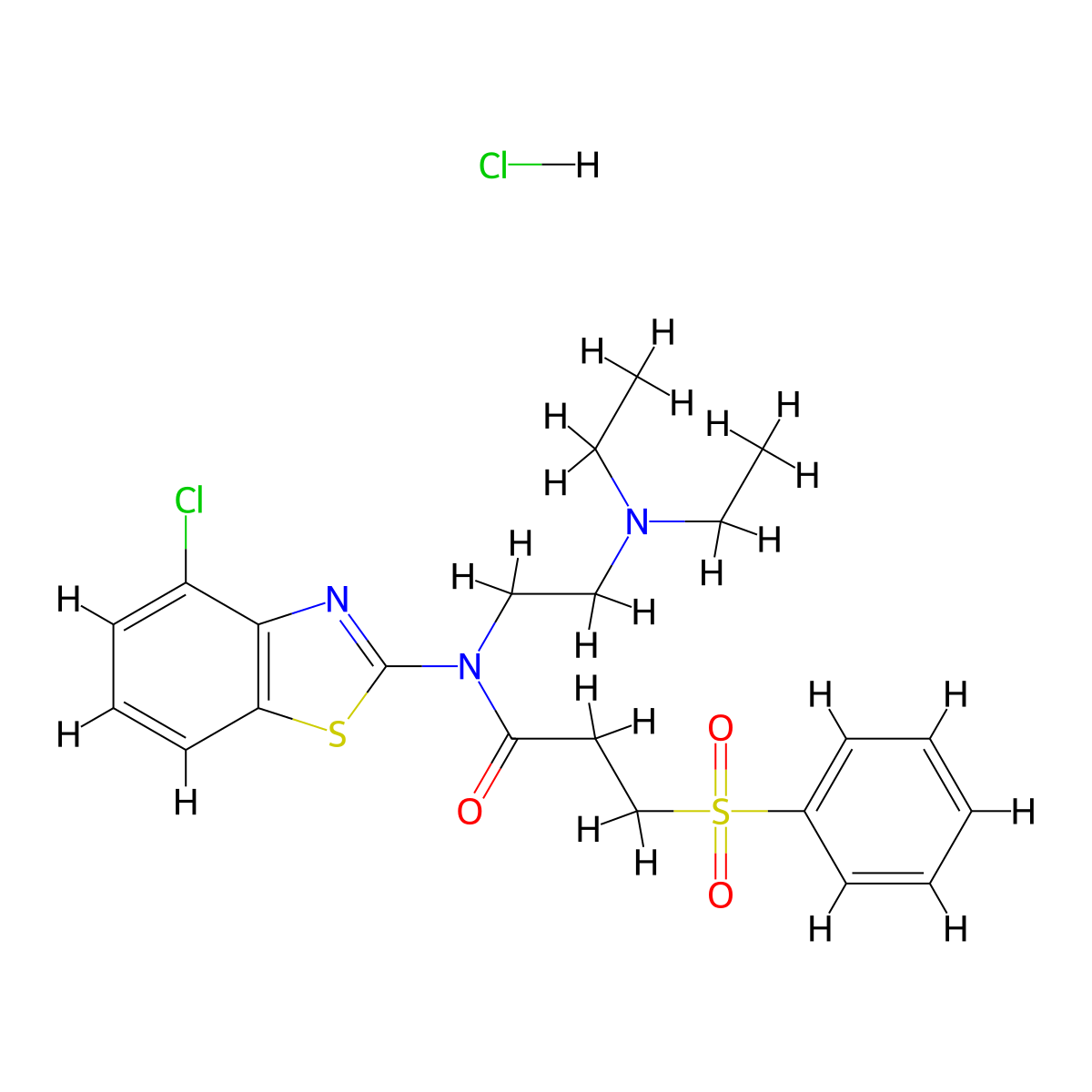 3-(Benzenesulfonyl)-N-(4-chloro-1,3-benzothiazol-2-YL)-N-[2-(diethylamino)ethyl]propanamide hydrochloride molecular structure, CAS 1217172-98-9