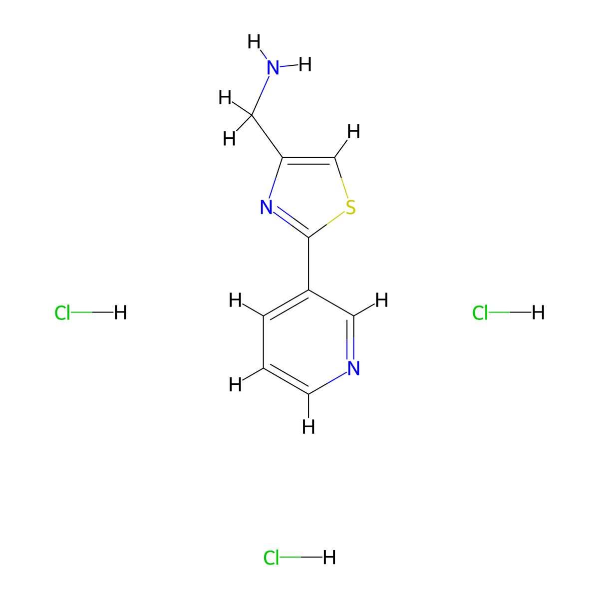 [2-(Pyridin-3-yl)-1,3-thiazol-4-yl]methanamine trihydrochloride molecular structure, CAS 1217179-45-7