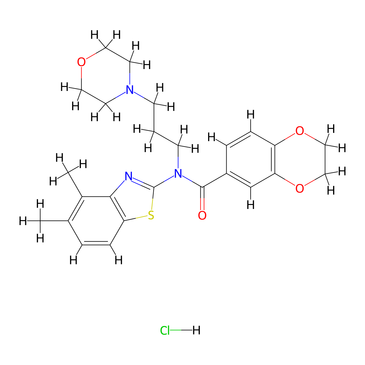 N-(4,5-dimethylbenzo[d]thiazol-2-yl)-N-(3-morpholinopropyl)-2,3-dihydrobenzo[b][1,4]dioxine-6-carboxamide hydrochloride molecular structure, CAS 1217179-63-9