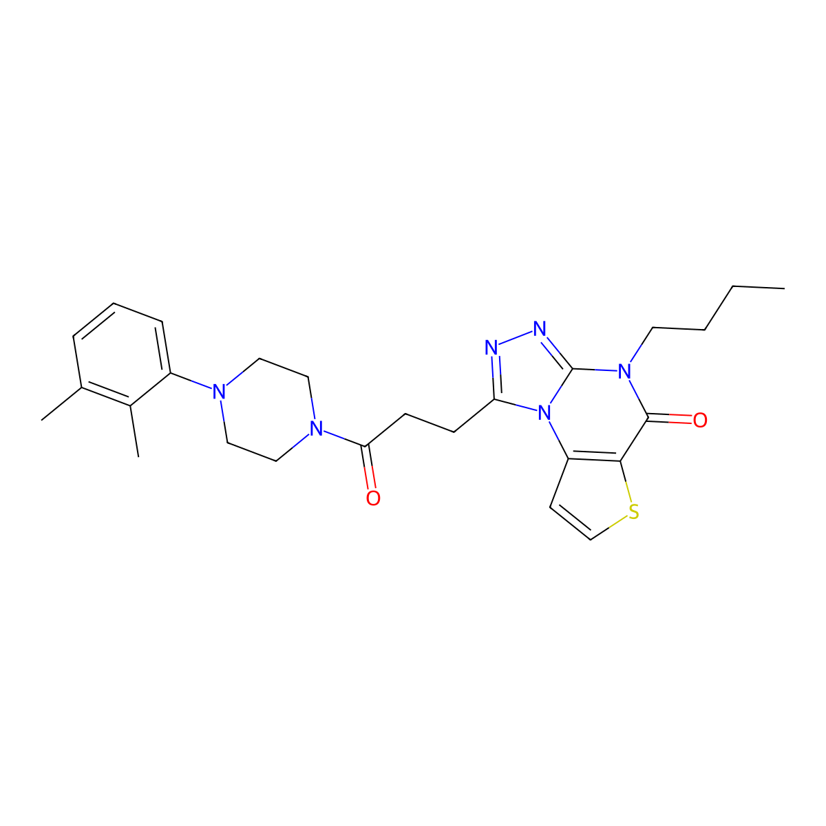 4-butyl-1-(3-(4-(2,3-dimethylphenyl)piperazin-1-yl)-3-oxopropyl)thieno[2,3-e][1,2,4]triazolo[4,3-a]pyrimidin-5(4H)-one molecular structure, CAS 1217179-75-3