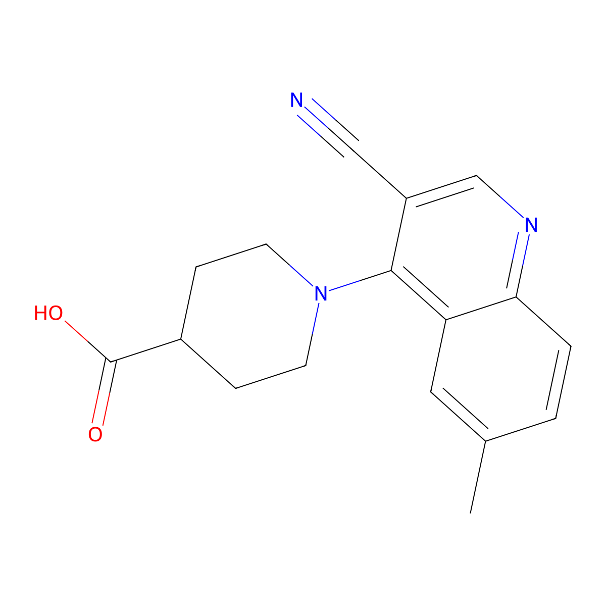1-(3-Cyano-6-methylquinolin-4-yl)piperidine-4-carboxylic acid molecular structure, CAS 1217180-17-0