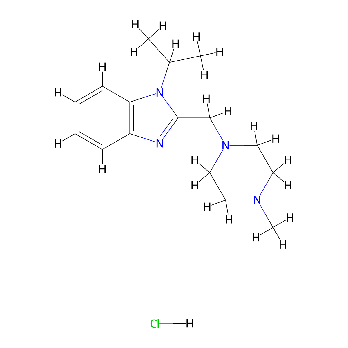 1-isopropyl-2-((4-methylpiperazin-1-yl)methyl)-1H-benzo[d]imidazole hydrochloride molecular structure, CAS 1217180-19-2
