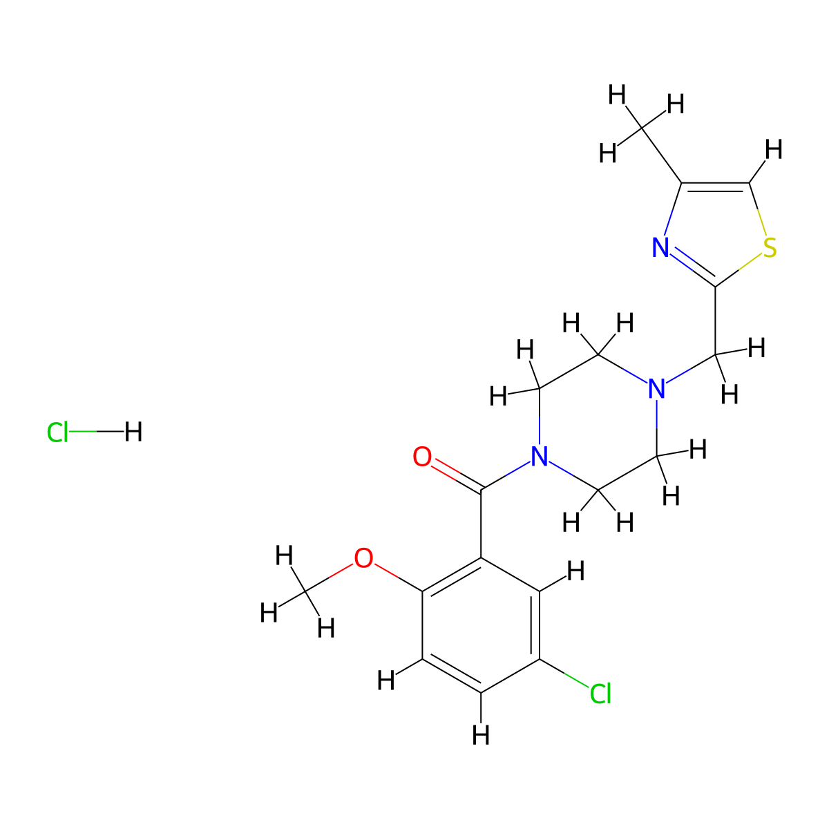 (5-Chloro-2-methoxyphenyl)(4-((4-methylthiazol-2-yl)methyl)piperazin-1-yl)methanone hydrochloride molecular structure, CAS 1217180-26-1