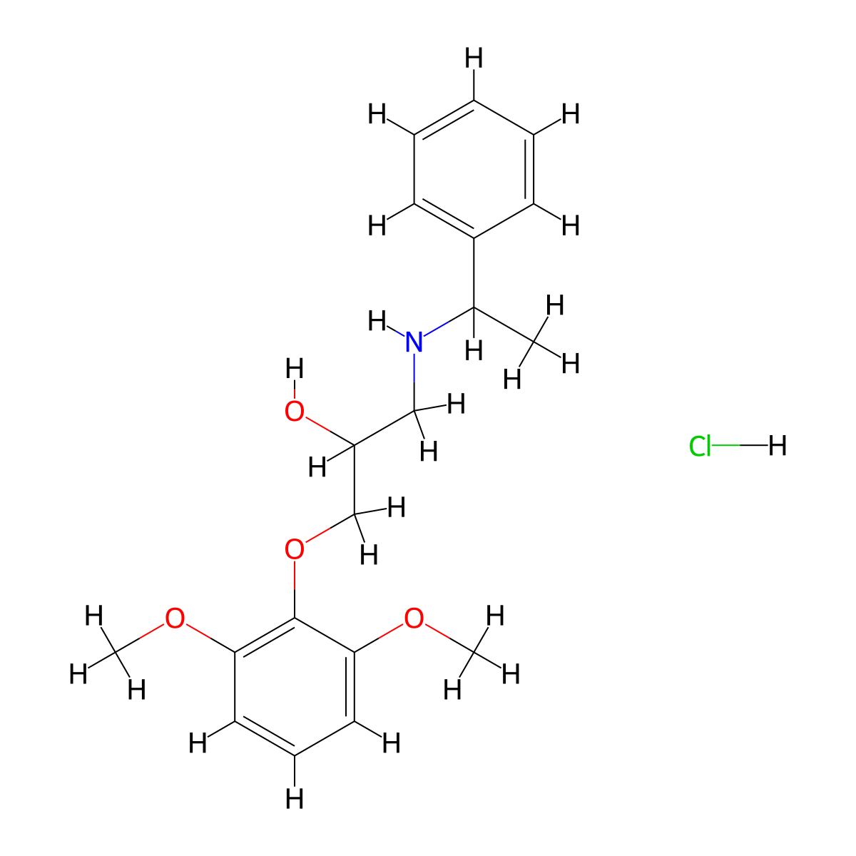 1-(2,6-Dimethoxyphenoxy)-3-((1-phenylethyl)amino)propan-2-ol hydrochloride molecular structure, CAS 1217180-73-8
