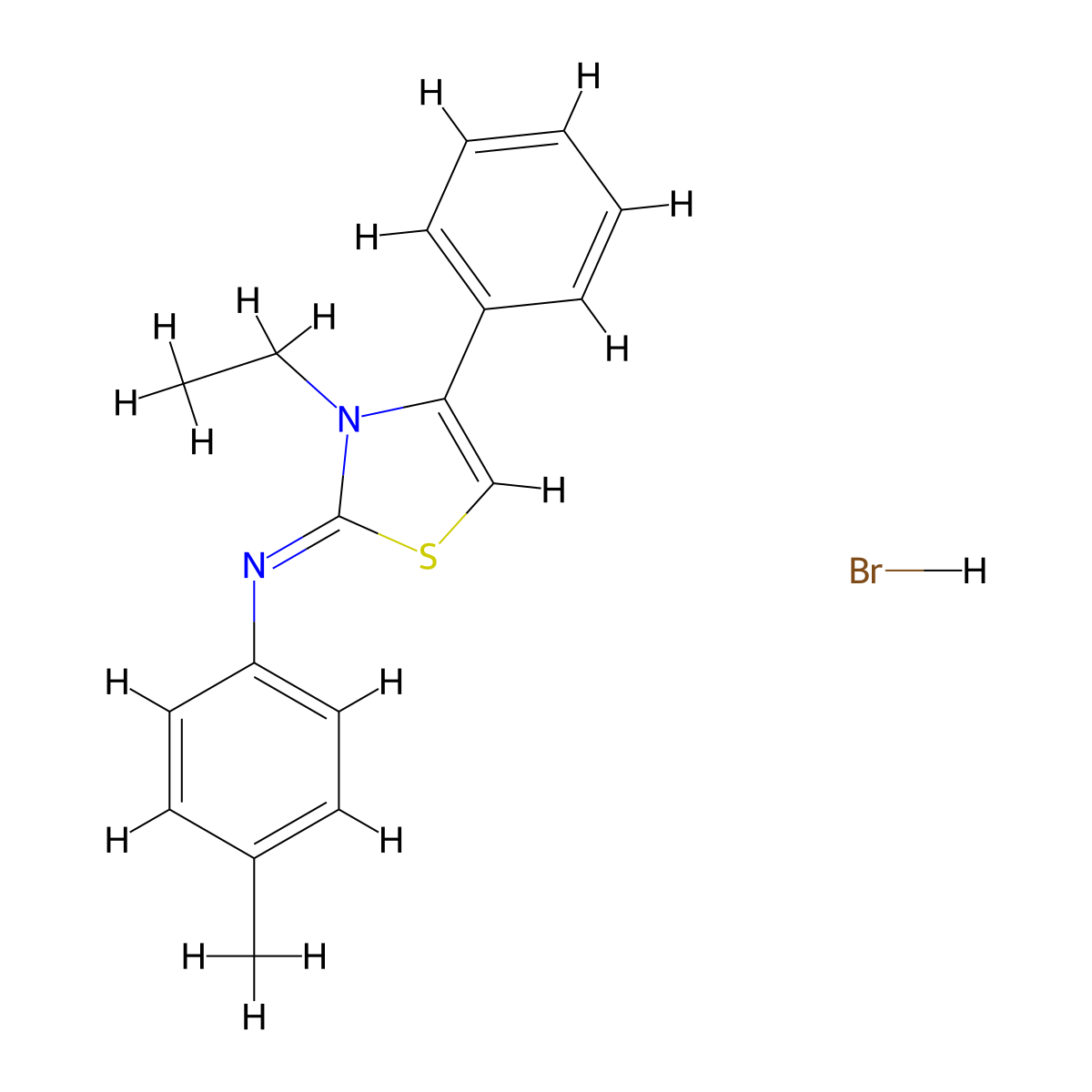 (Z)-N-(3-ethyl-4-phenylthiazol-2(3H)-ylidene)-4-methylaniline hydrobromide molecular structure, CAS 1217198-92-9
