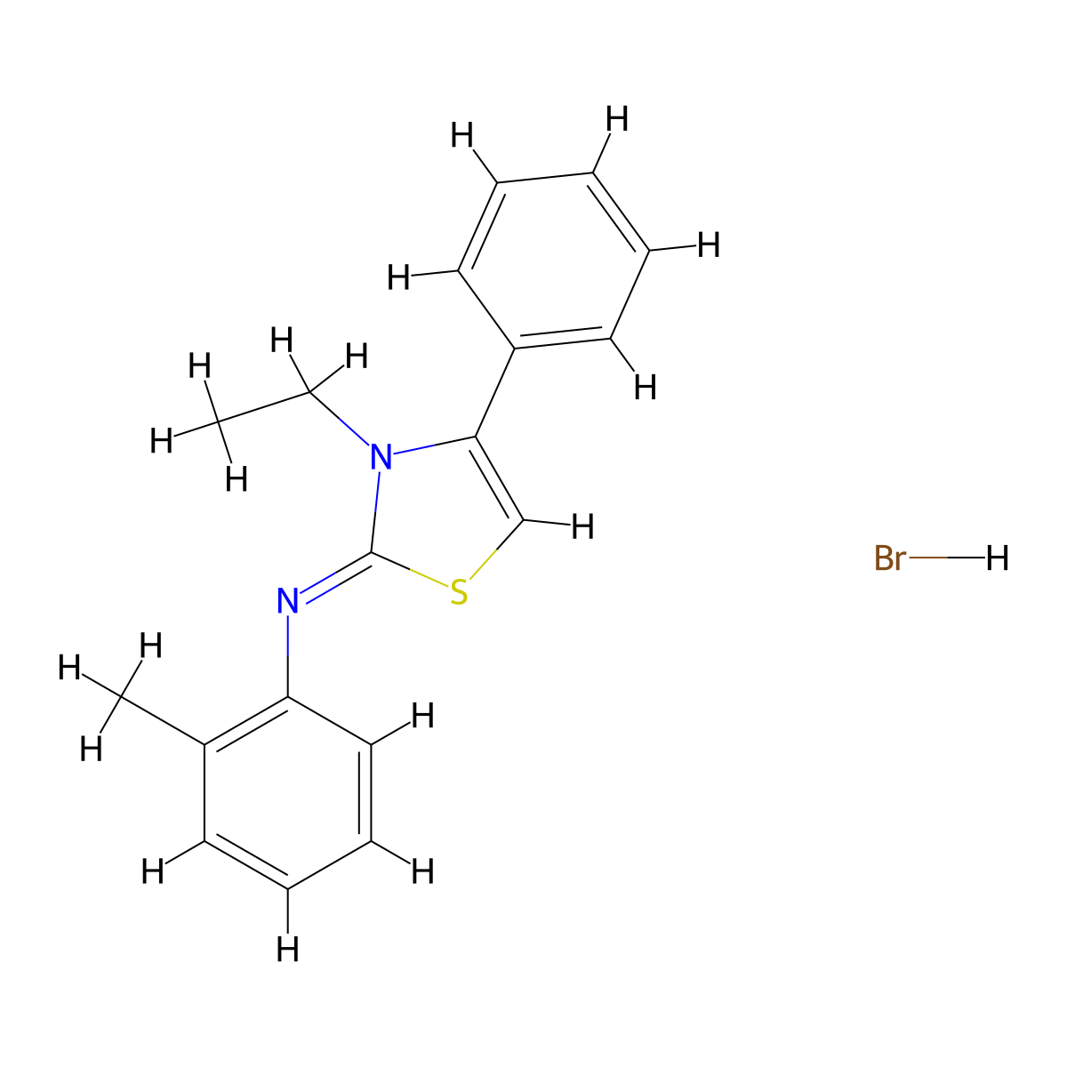 (Z)-N-(3-ethyl-4-phenylthiazol-2(3H)-ylidene)-2-methylaniline hydrobromide molecular structure, CAS 1217217-84-9