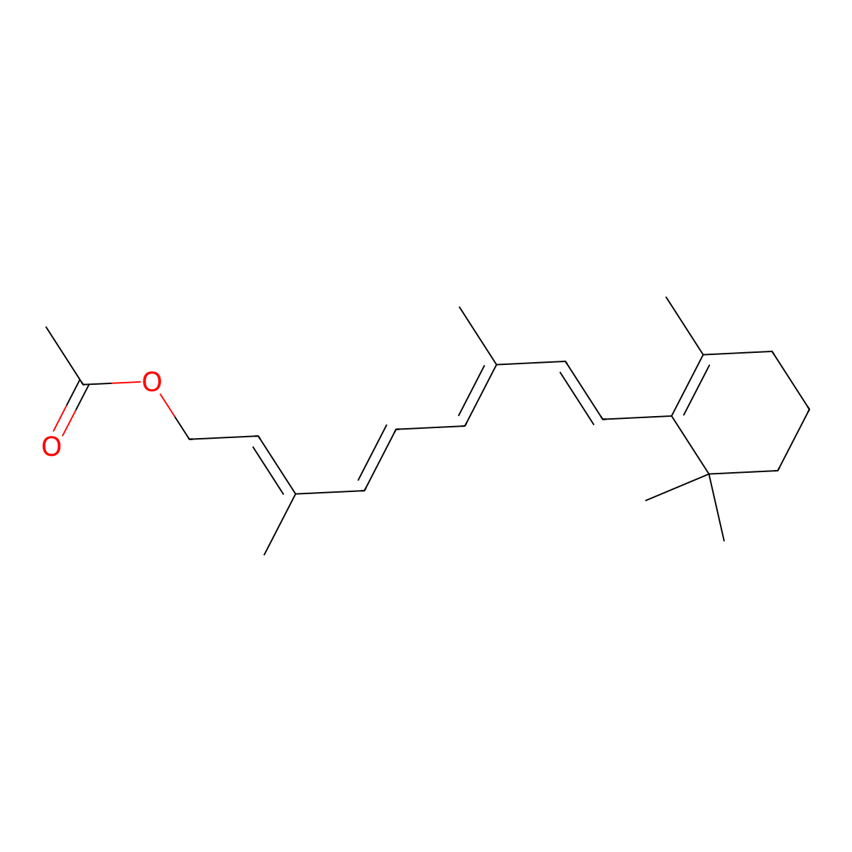 Acetic acid [3,7-dimethyl-9-(2,6,6-trimethyl-1-cyclohexenyl)nona-2,4,6,8-tetraenyl] ester molecular structure, CAS 1217219-62-9