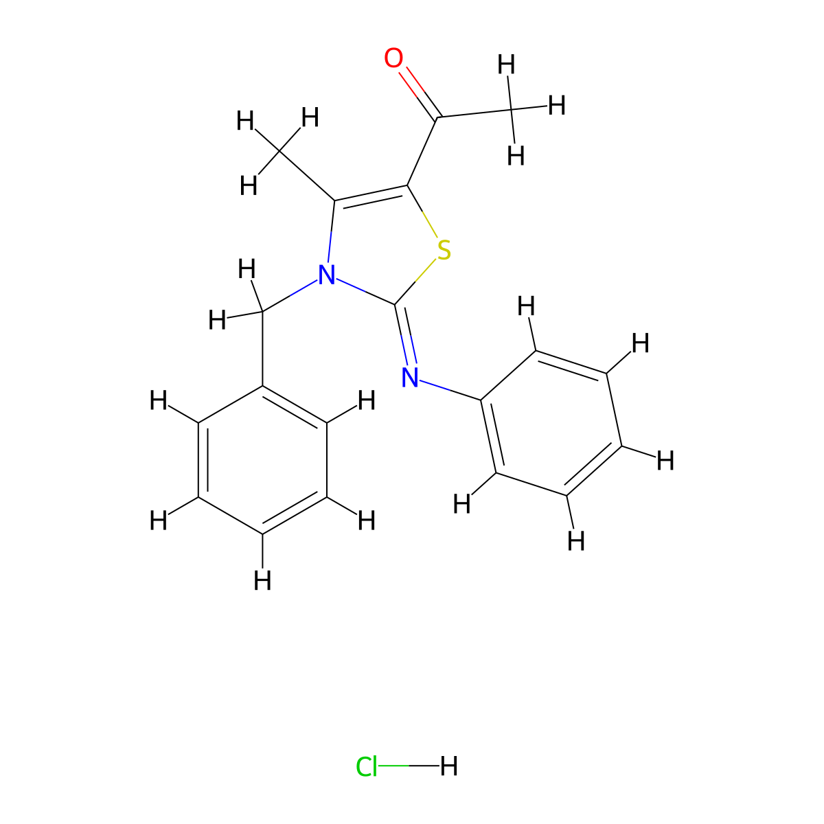(Z)-1-(3-benzyl-4-methyl-2-(phenylimino)-2,3-dihydrothiazol-5-yl)ethanone hydrochloride molecular structure, CAS 1217223-77-2