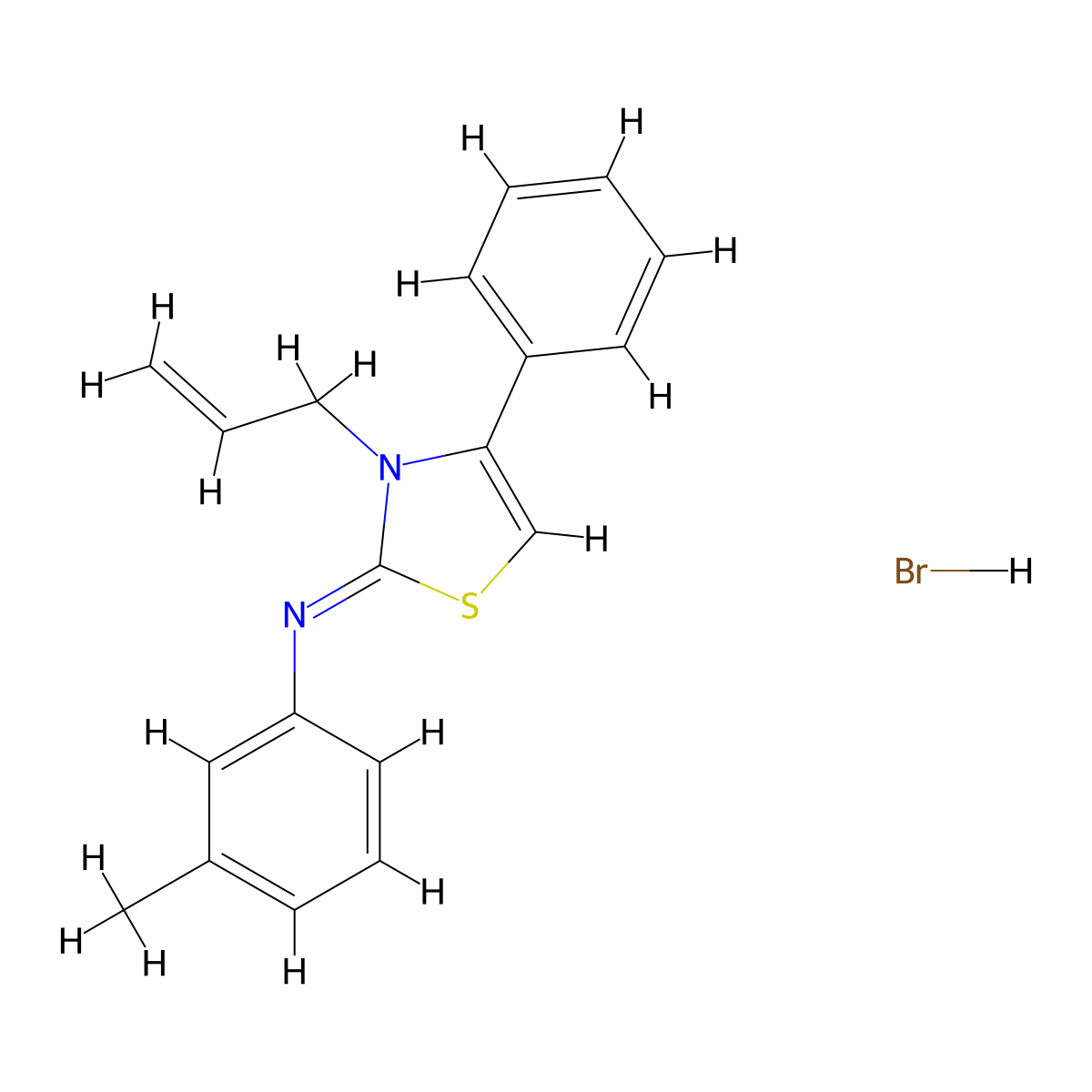 (Z)-N-(3-allyl-4-phenylthiazol-2(3H)-ylidene)-3-methylaniline hydrobromide molecular structure, CAS 1217236-28-6