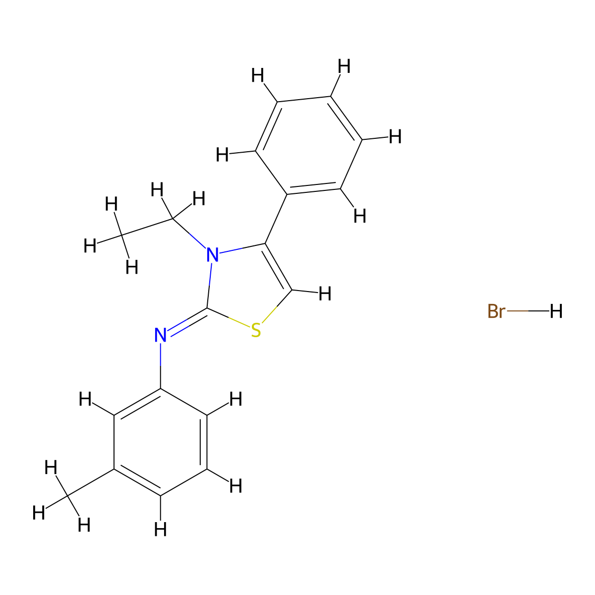 (Z)-N-(3-ethyl-4-phenylthiazol-2(3H)-ylidene)-3-methylaniline hydrobromide molecular structure, CAS 1217256-33-1