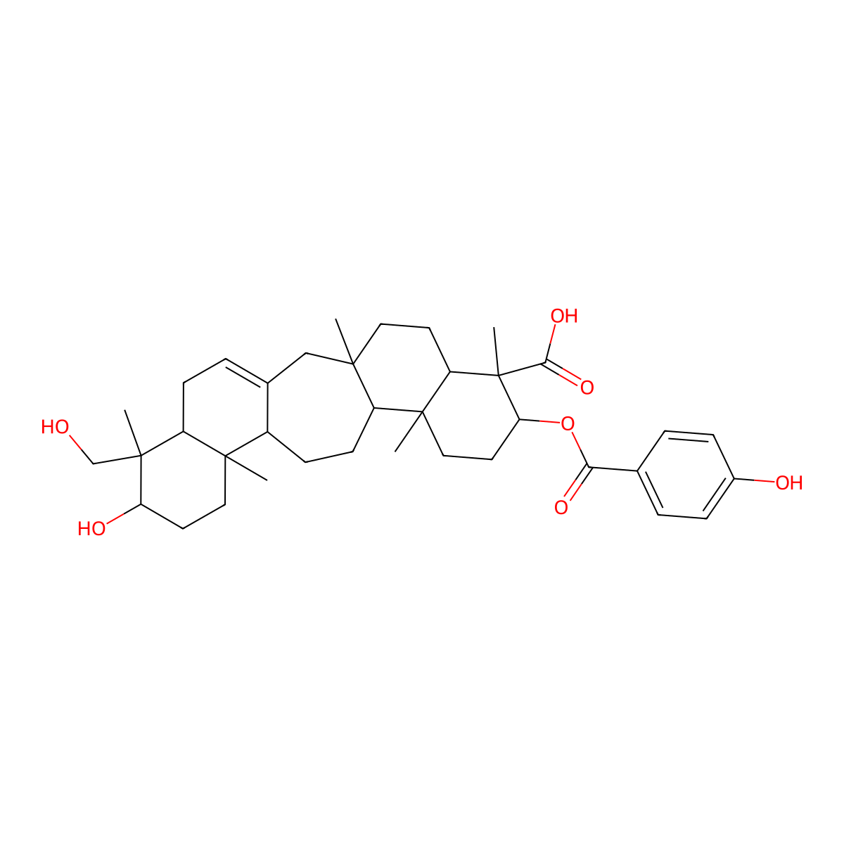 3beta-(4-Hydroxybenzoyloxy)-21beta,29-dihydroxyserrat-14-en-24-oic acid molecular structure, CAS 1217268-13-7