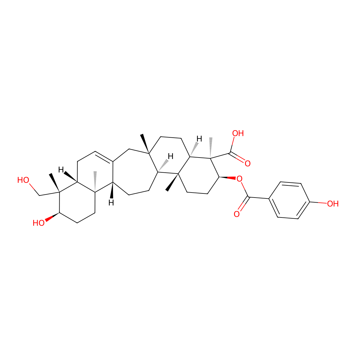 3beta-(4-Hydroxybenzoyloxy)-21beta,29-dihydroxyserrat-14-en-24-oic acid molecular structure, CAS 1217268-13-7