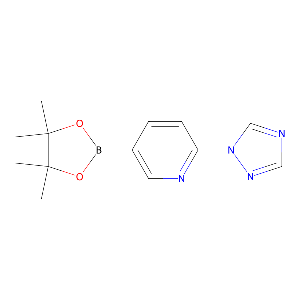 5-(4,4,5,5-tetramethyl-1,3,2-dioxaborolan-2-yl)-2-(1H-1,2,4-triazol-1-yl)pyridine molecular structure, CAS 1217273-66-9