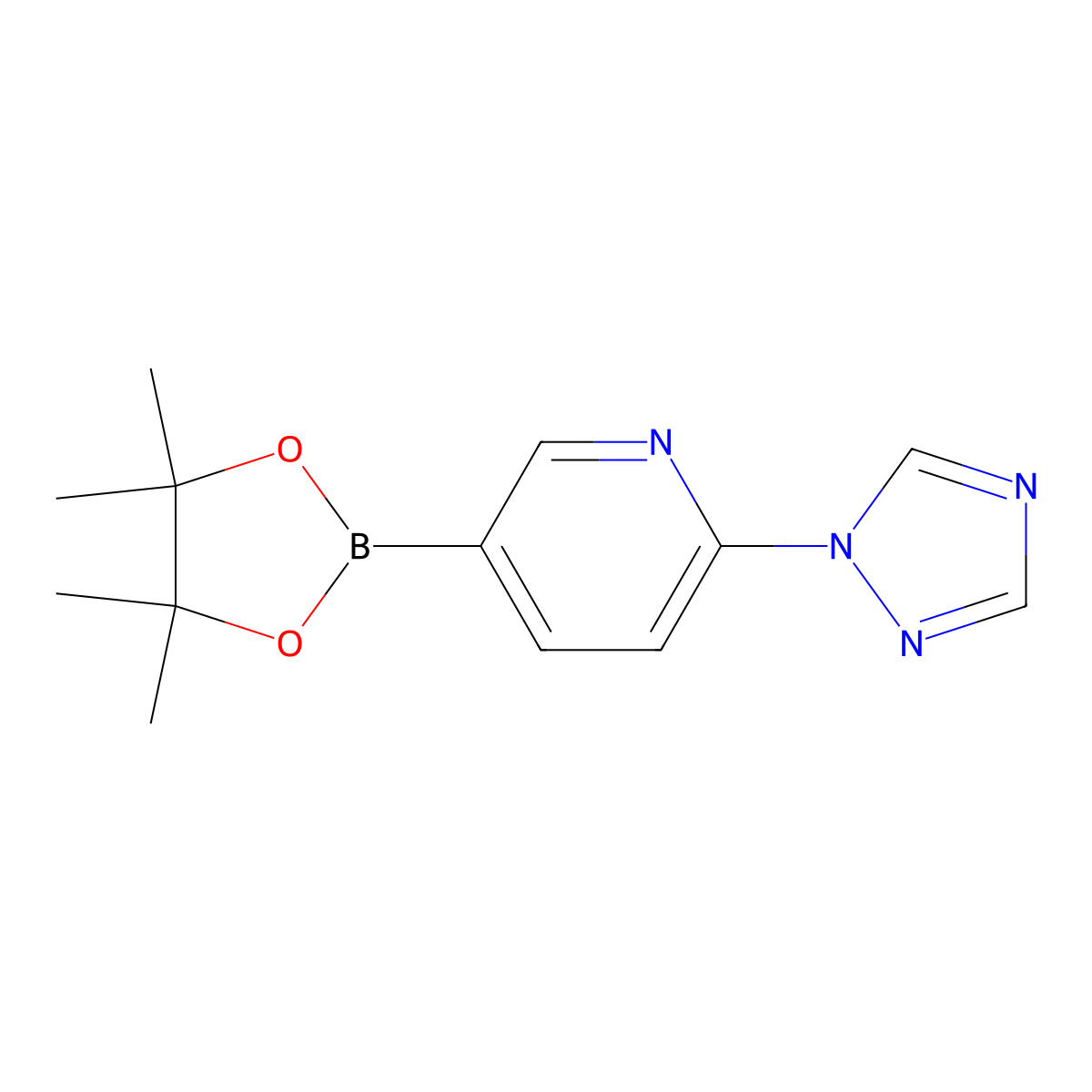 5-(4,4,5,5-tetramethyl-1,3,2-dioxaborolan-2-yl)-2-(1H-1,2,4-triazol-1-yl)pyridine molecular structure, CAS 1217273-66-9