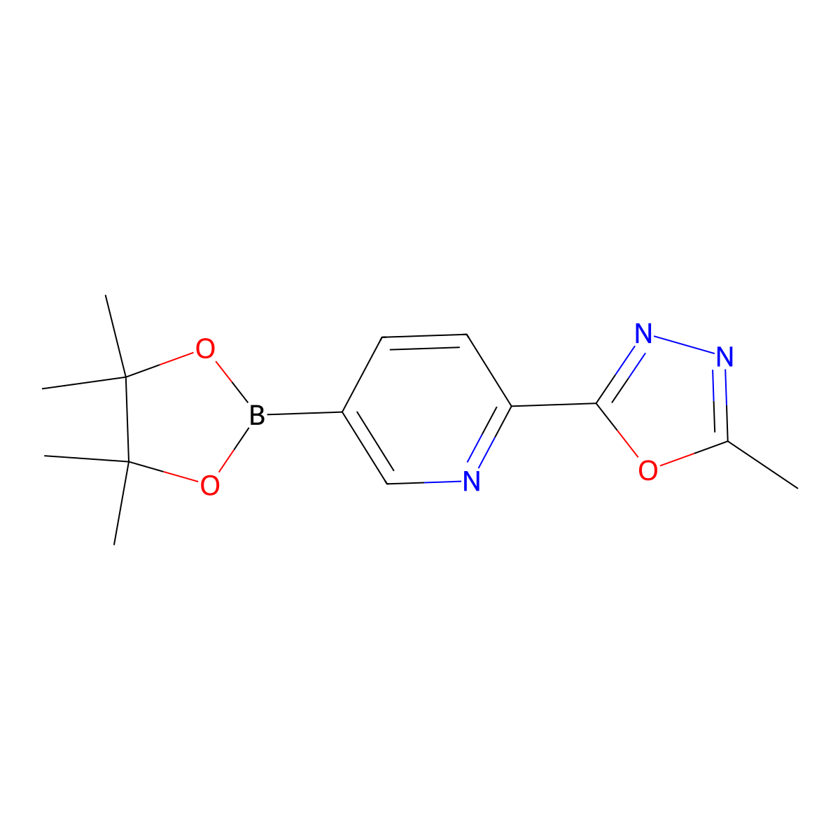 2-Methyl-5-(5-(4,4,5,5-tetramethyl-1,3,2-dioxaborolan-2-YL)pyridin-2-YL)-1,3,4-oxadiazole molecular structure, CAS 1217273-74-9