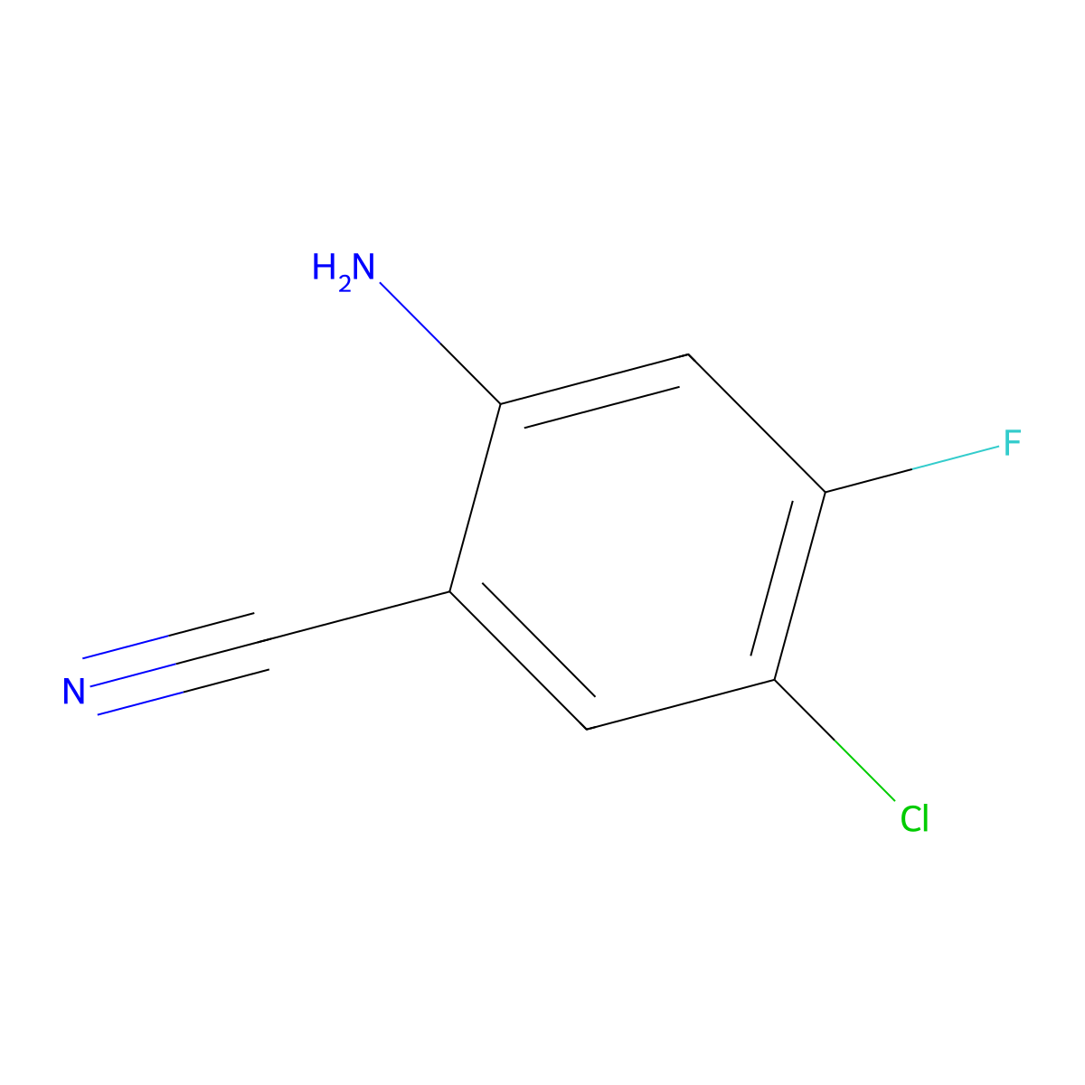 2-Amino-5-chloro-4-fluorobenzonitrile molecular structure, CAS 1217304-30-7