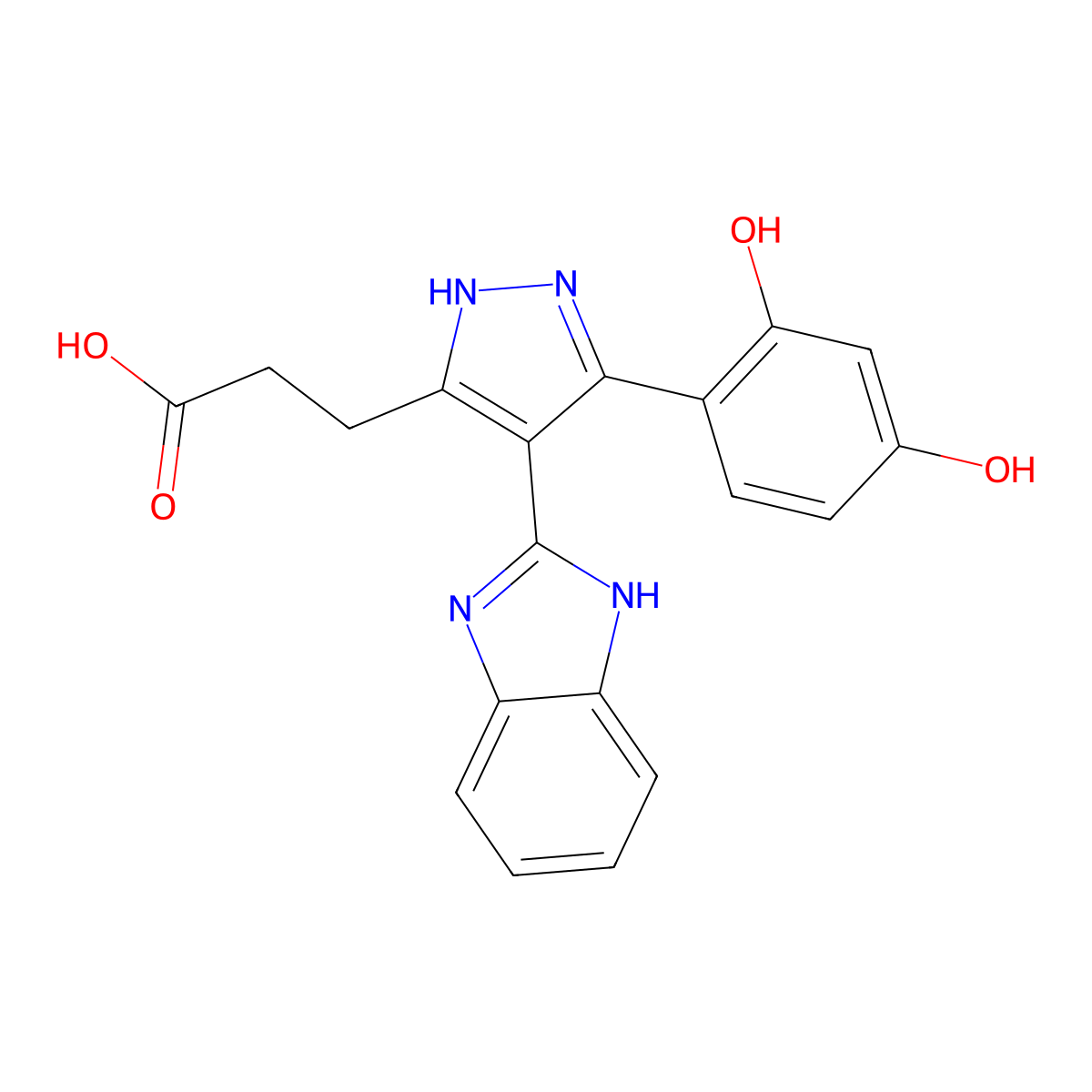 4-(1H-Benzimidazol-2-yl)-3-(2,4-dihydroxyphenyl)-1H-pyrazole-5-propanoic Acid molecular structure, CAS 1217314-90-3