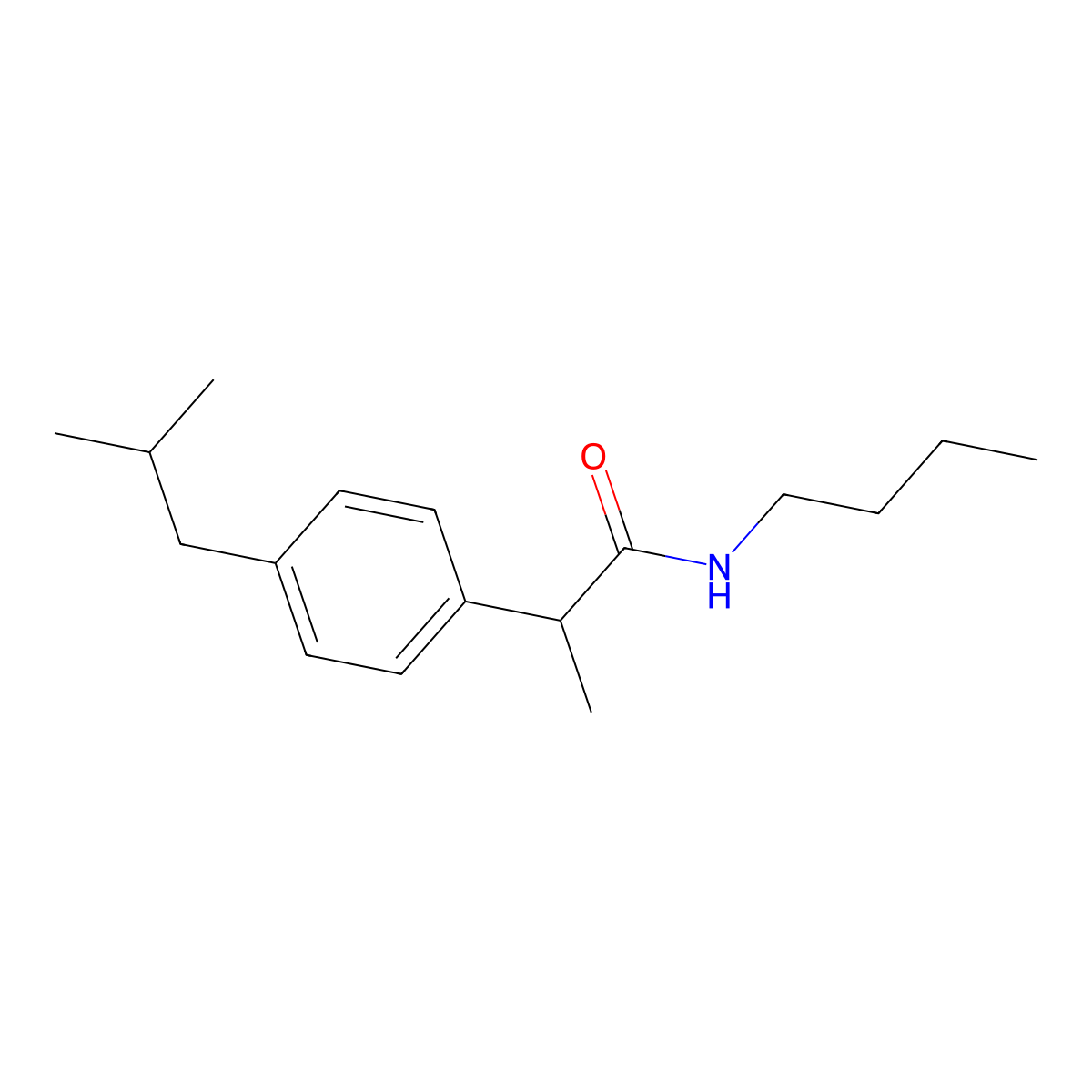 N-butyl-2-[4-(2-methylpropyl)phenyl]propanamide molecular structure, CAS 121734-98-3